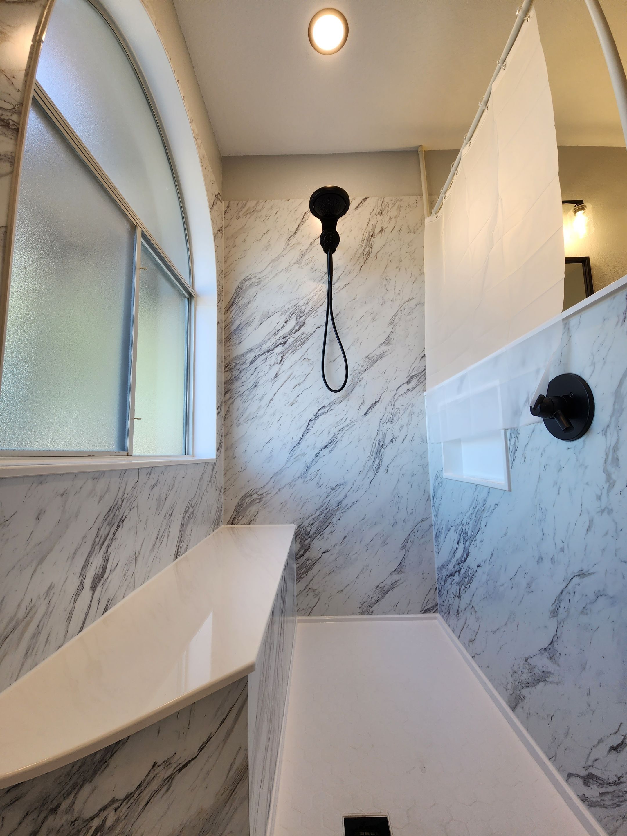 Large Walk In Shower Before and After by Legacy Bath and Kitchen 