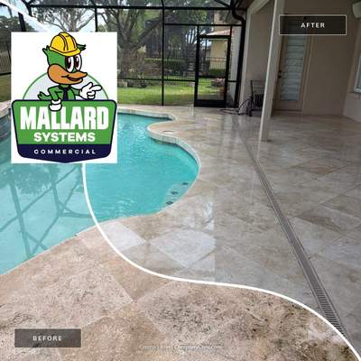 Tile Roof and Travertine Pool Deck Cleaning