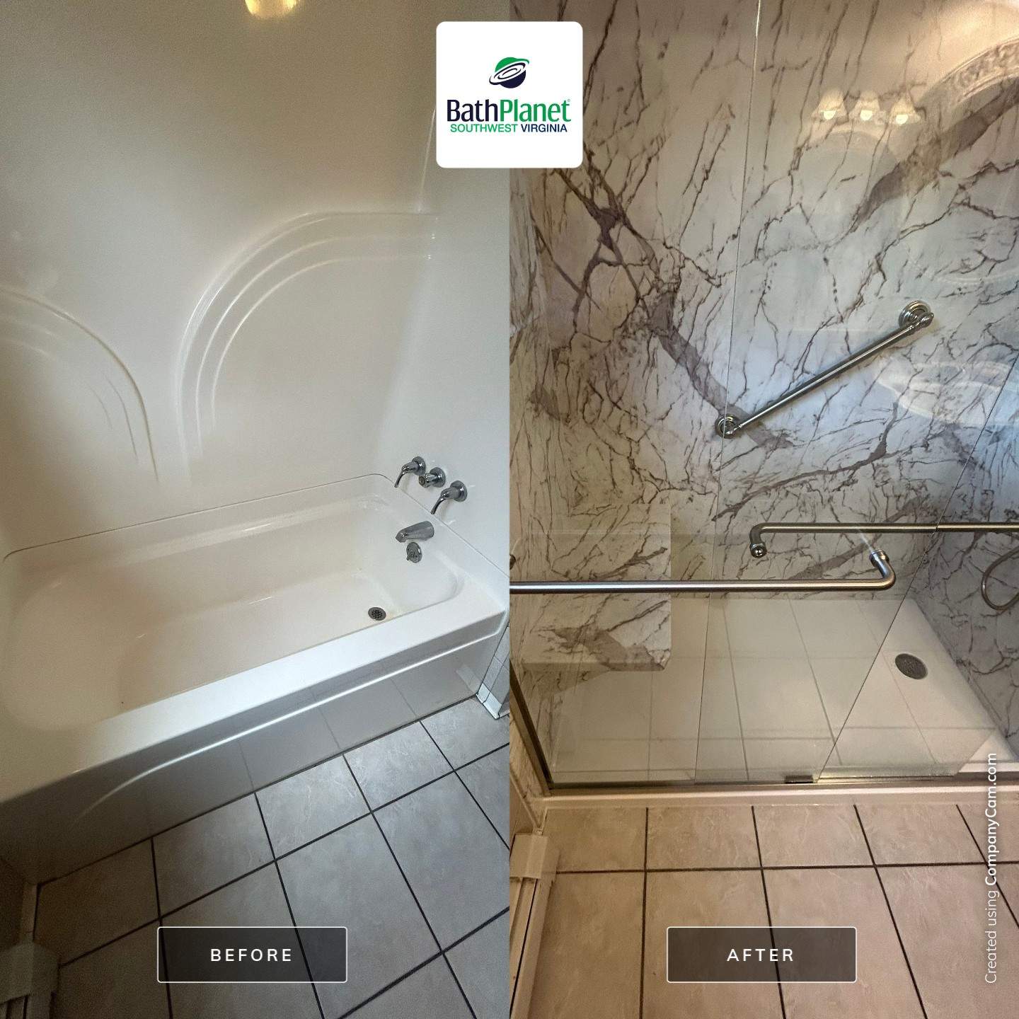 Tub to Shower in Tuscany by BathPlanet SW Virginia