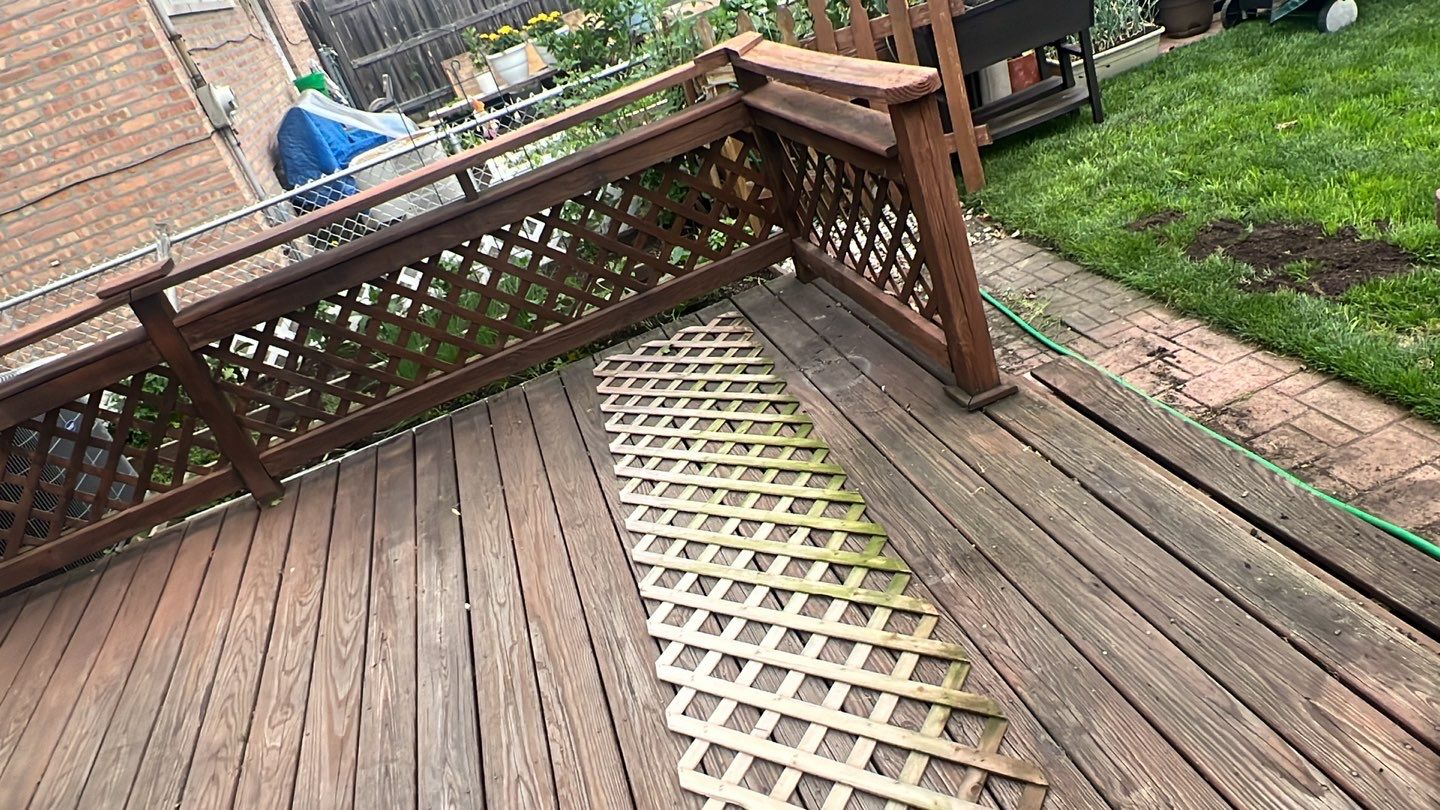 Wood cleaning and staining using Armstrong cloark oil stain by Northern Power Washing LLC.