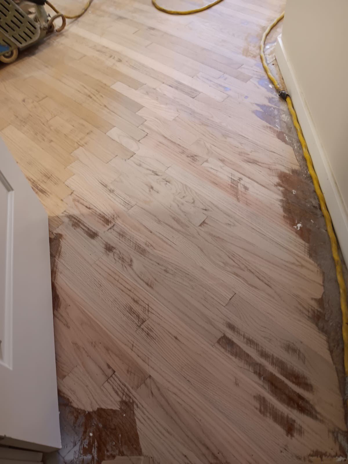 Remodel with existing and new white oak by Footprints Floors of East Atlanta