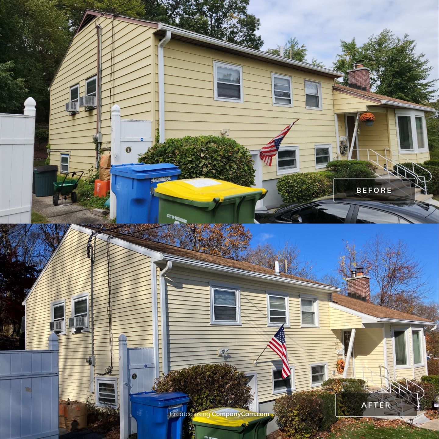 Refreshed Vinyl Siding with Cert Monogram D/4 x 12'6" clapboard, Heritage Cream by DiGiorgi Roofing and Siding Inc