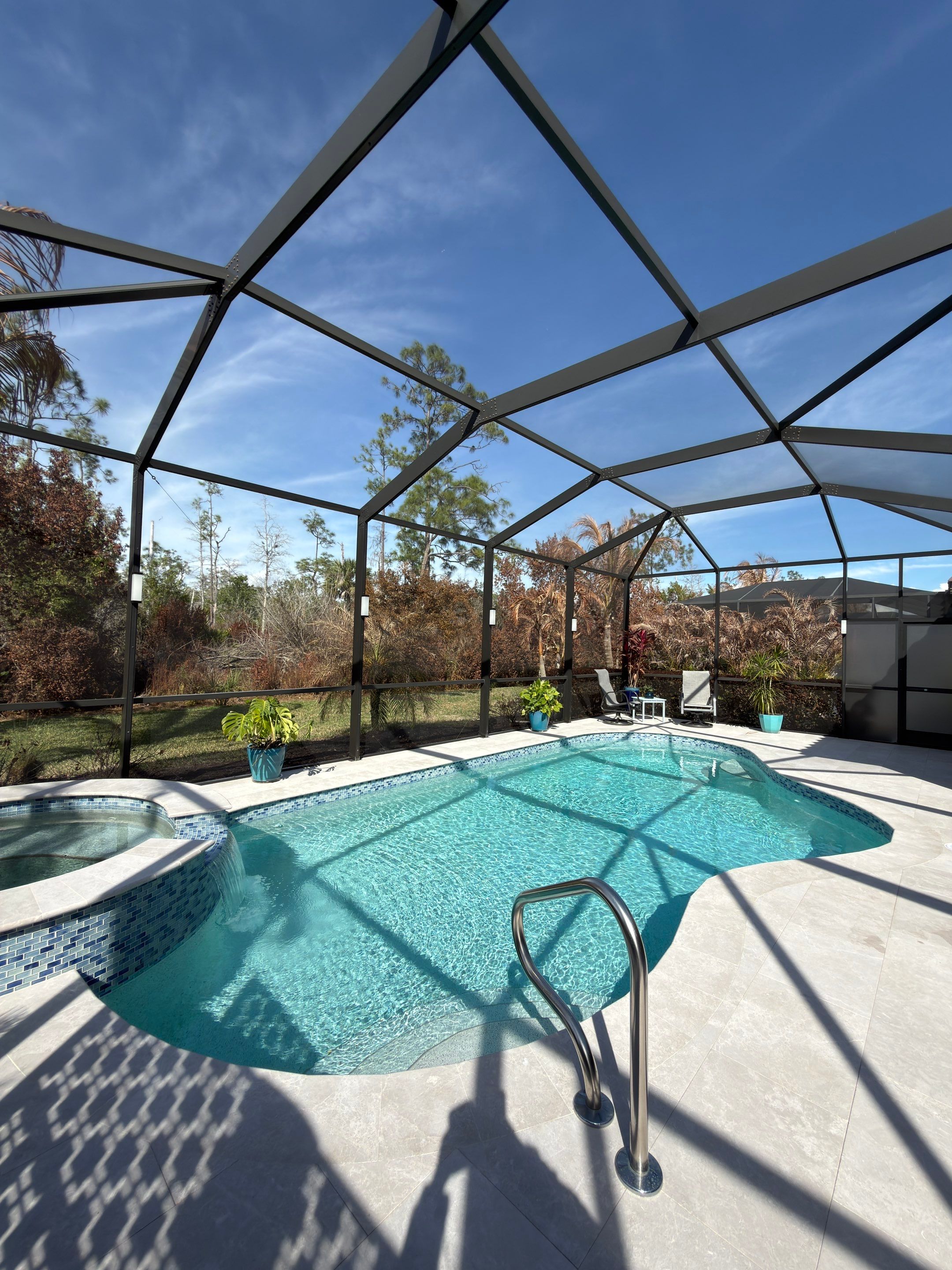 Pool Deck Renovation | Pool Coping & Tile Upgrade | Textured Marble Natural Stone - Bonita National Golf & Country Club by Old Town Pavers Llc