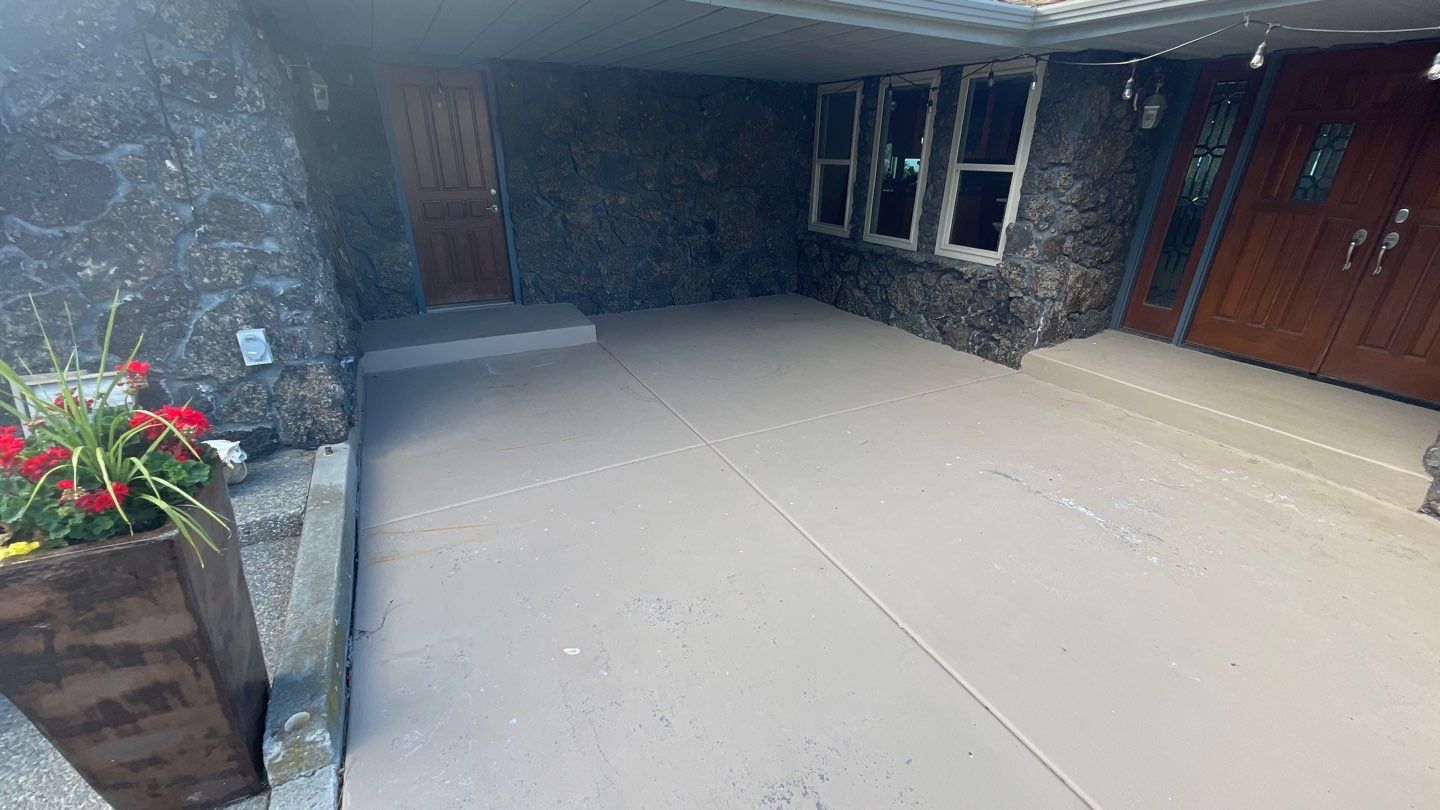 Patio Transformation using Rockford 1/8" Flake by Croc Coatings, LLC