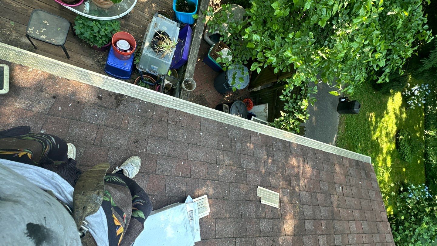 Very overdue gutter cleaning and screening by Above All Gutters 