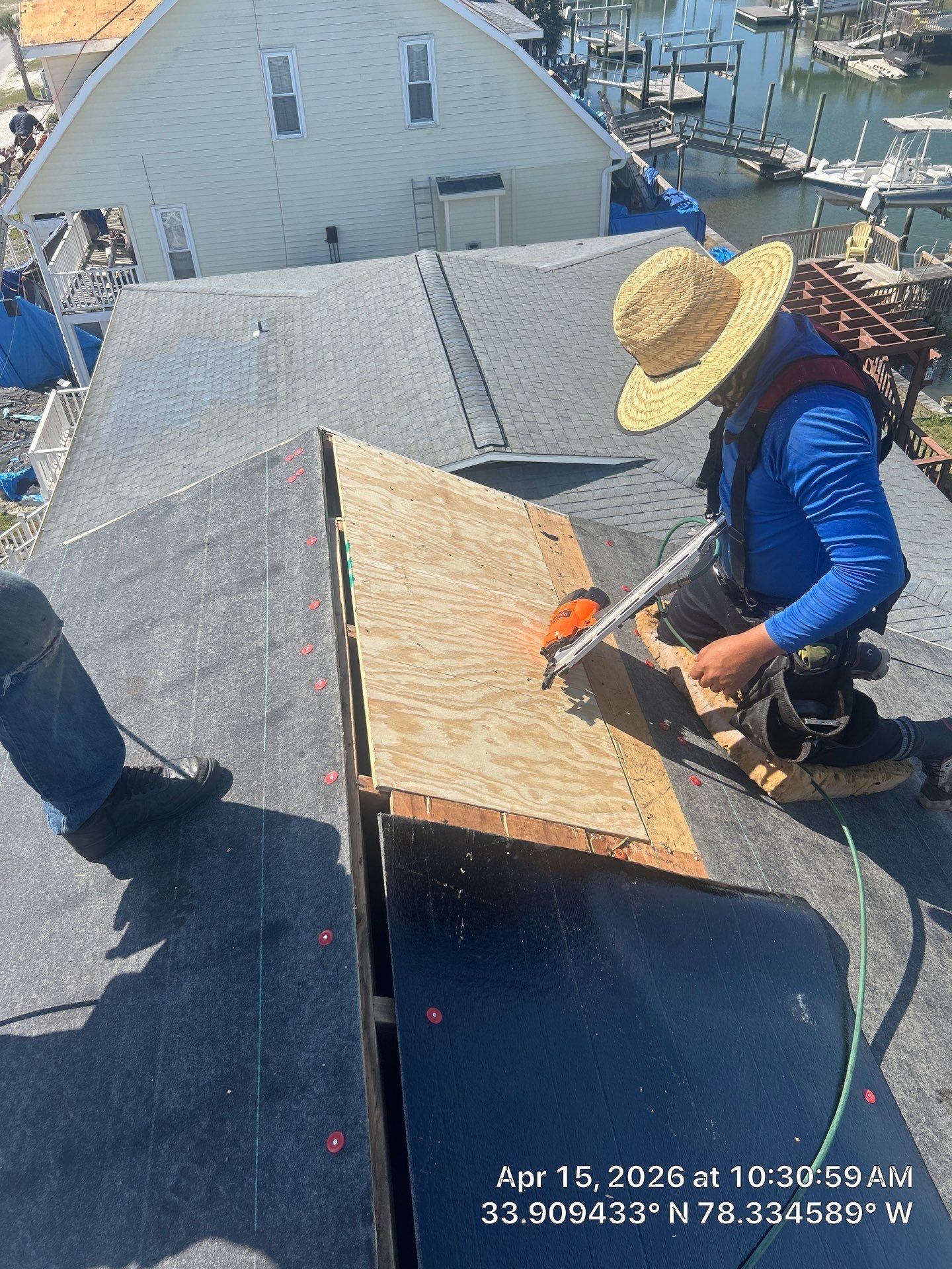 Holden Beach Canal-Side FORTIFIED Roof Replacement with Coastal Blue Shingles by RGR Construction and Roofing, LLC