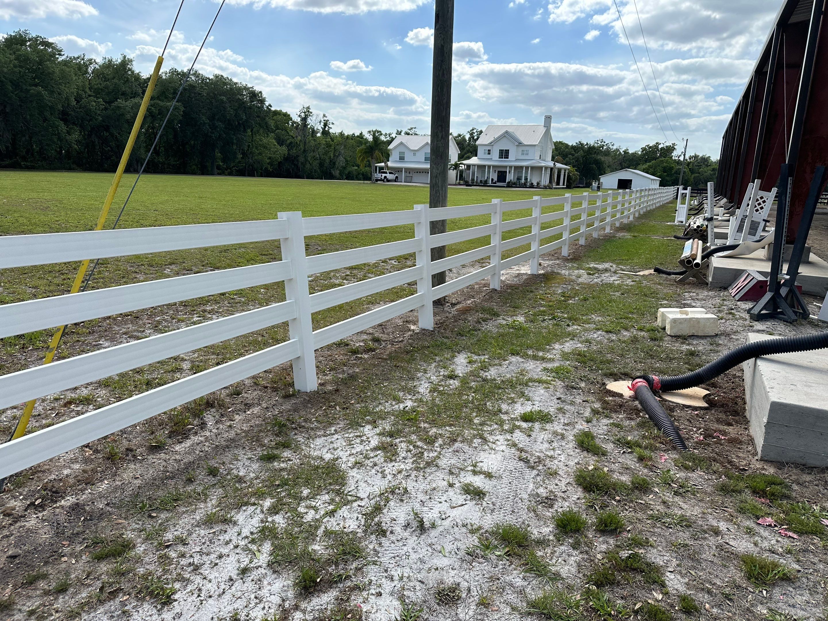 Vinyl Horse Fence & Concrete Pier Cleaning at Lesley Cox Equestrian, Parrish, FL | Sunshine AquaWash by Sunshine AquaWash