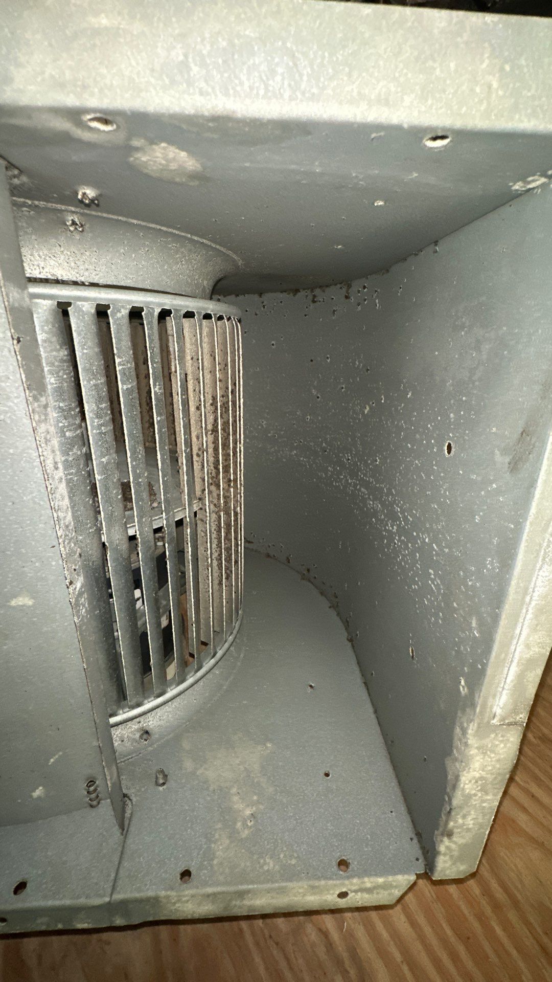 Air Duct Cleaning and Suspect Growth Removal Before and After Video/Photos Removal of mechanical component. by All Seasons Air Duct Cleaning 