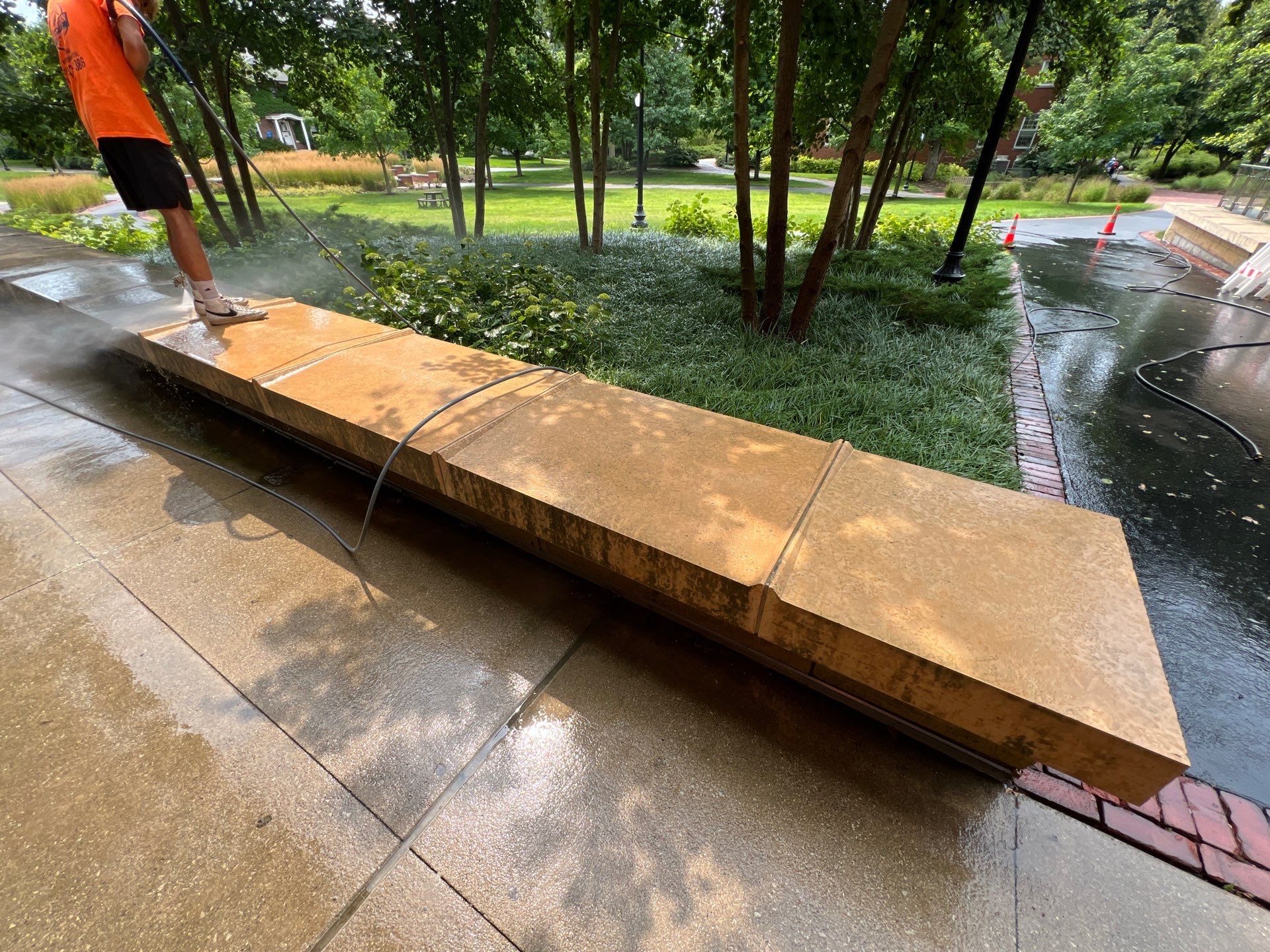 natural stone using Algaecide, soft wash soap by Northern Power Washing LLC.