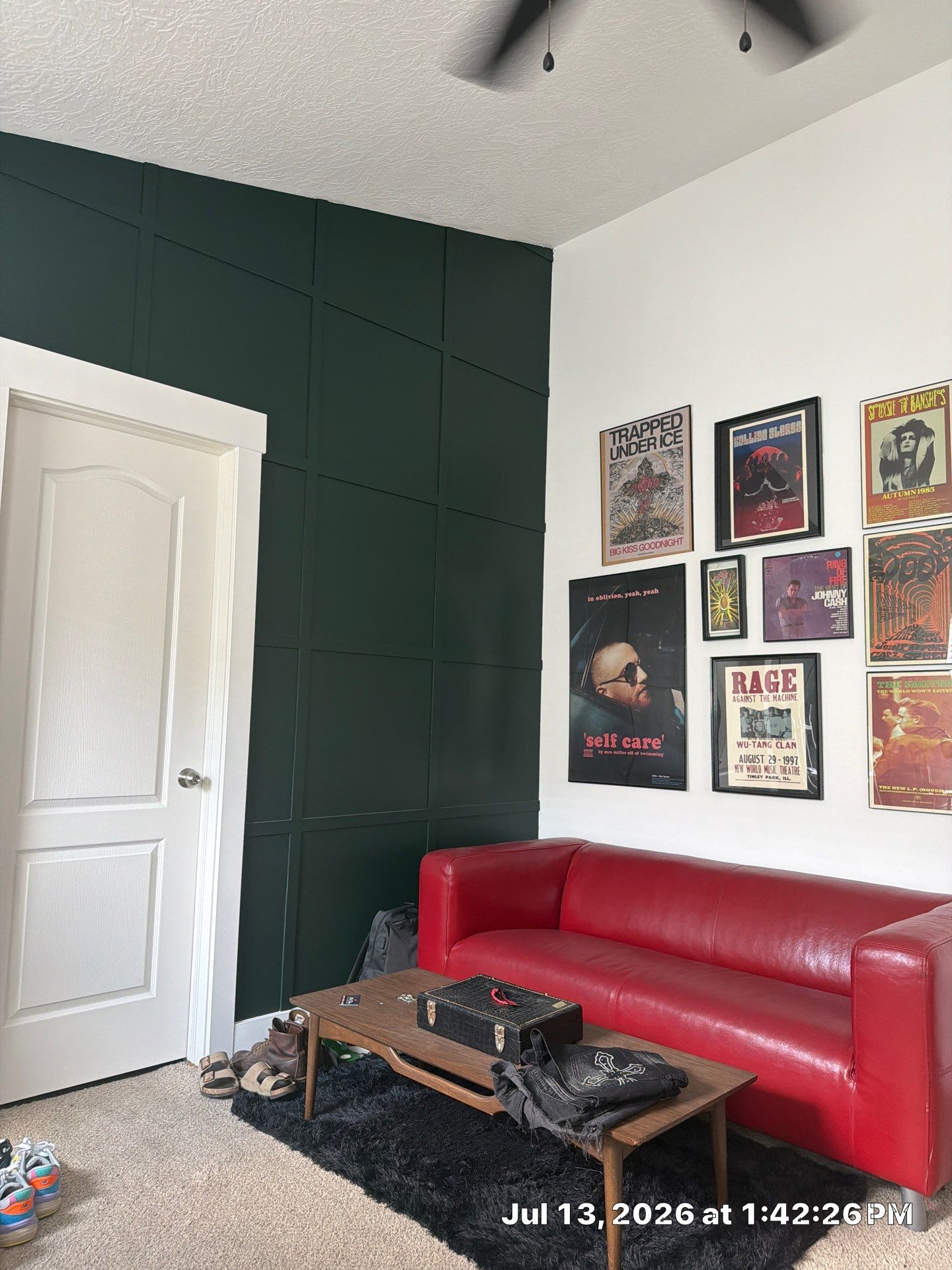 Dark Green Grid Accent Wall and Door Trim in South Salt Lake by CompanyCam Sales Demo