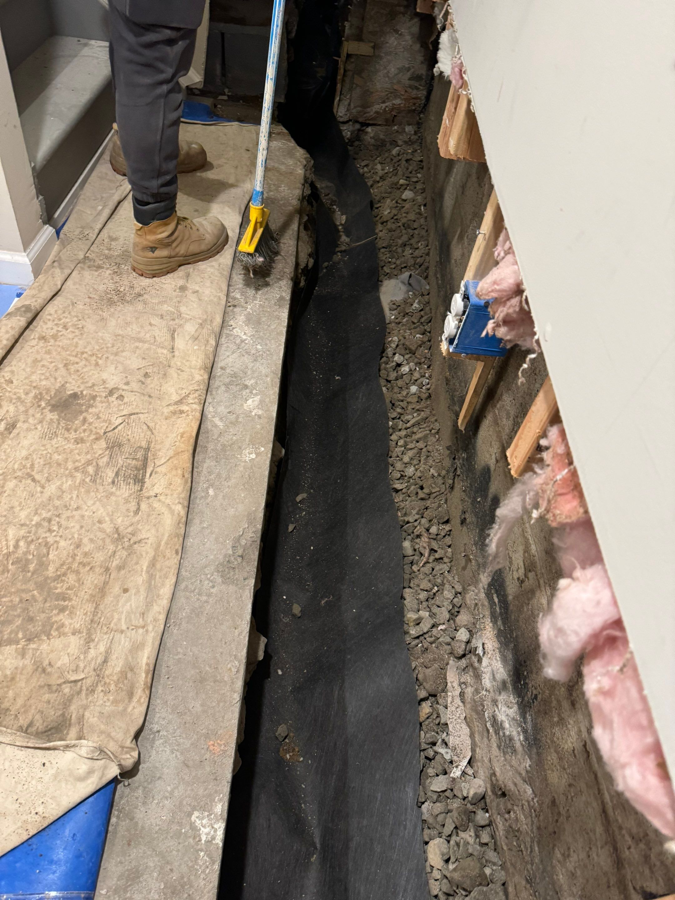 Interior French Drain & Wall Vapor Barrier Boonton NJ by Pure Service Pro, LLC 