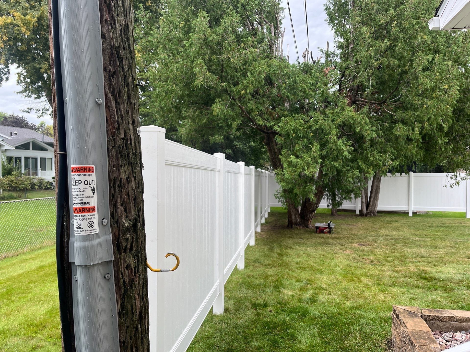 Residential White Vinyl Privacy Fence Enclosure in Waterloo by Perfect Picket Fence and Stain