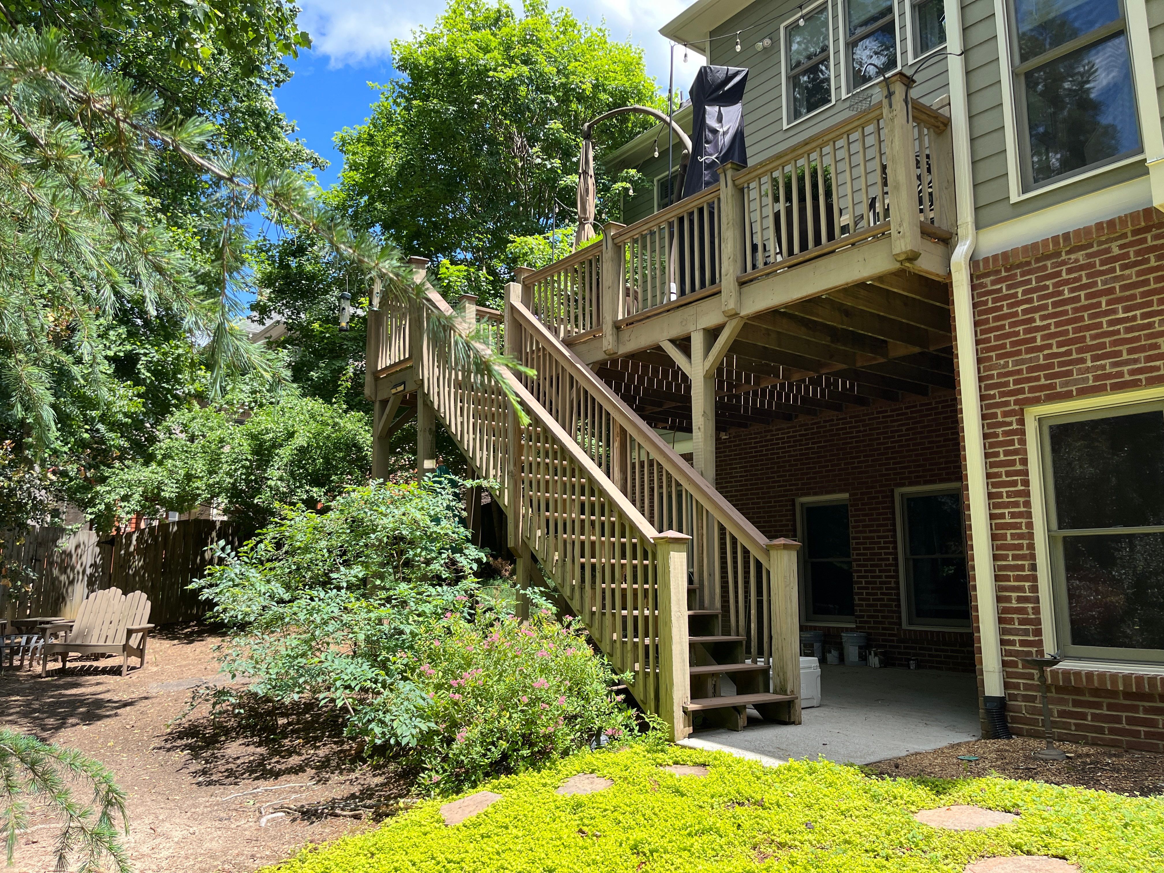 Tucker, GA Covered Porch Build and Deck Replacement using Deckorators Voyage Series Decking by Nelson Exteriors 