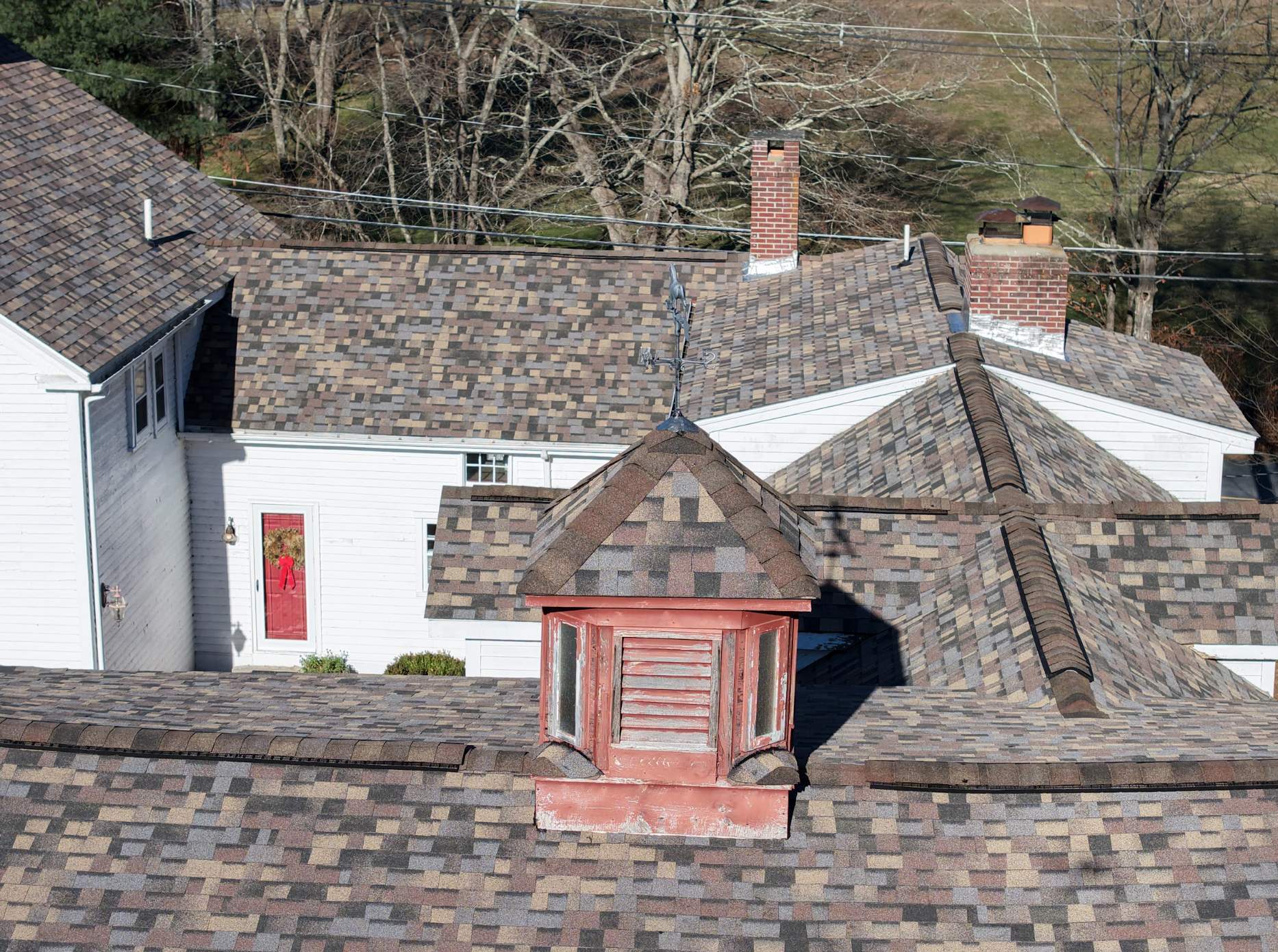 Historic 65-Square Connected Farmhouse Re-Roof in Medfield, MA – Owens Corning Duration Designer, Summer Harvest by JOHNNYS PRO