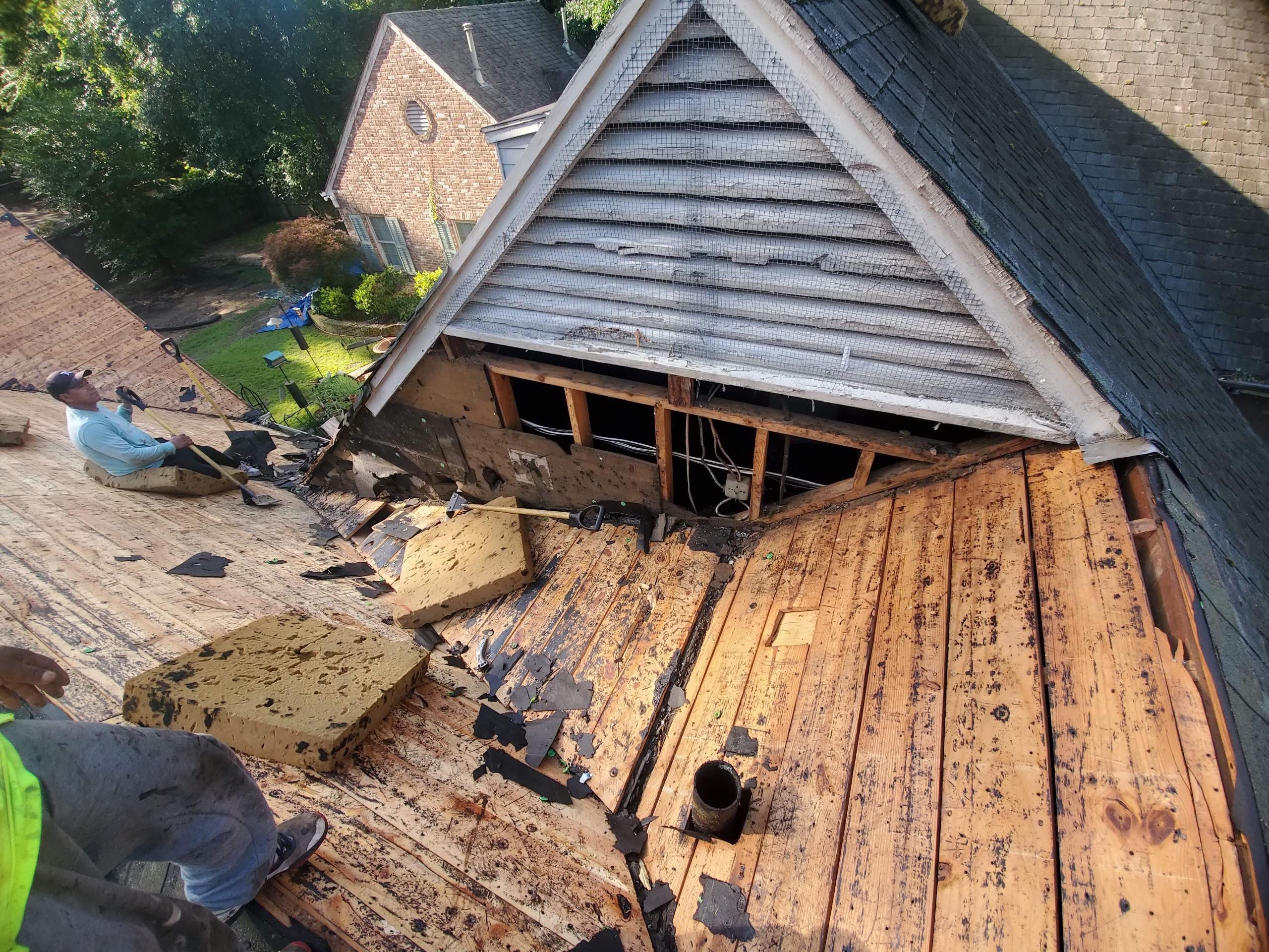 Full Roof Replacement with gutter upgrade after tree impact damage in East Memphis by Revival Roofing Services