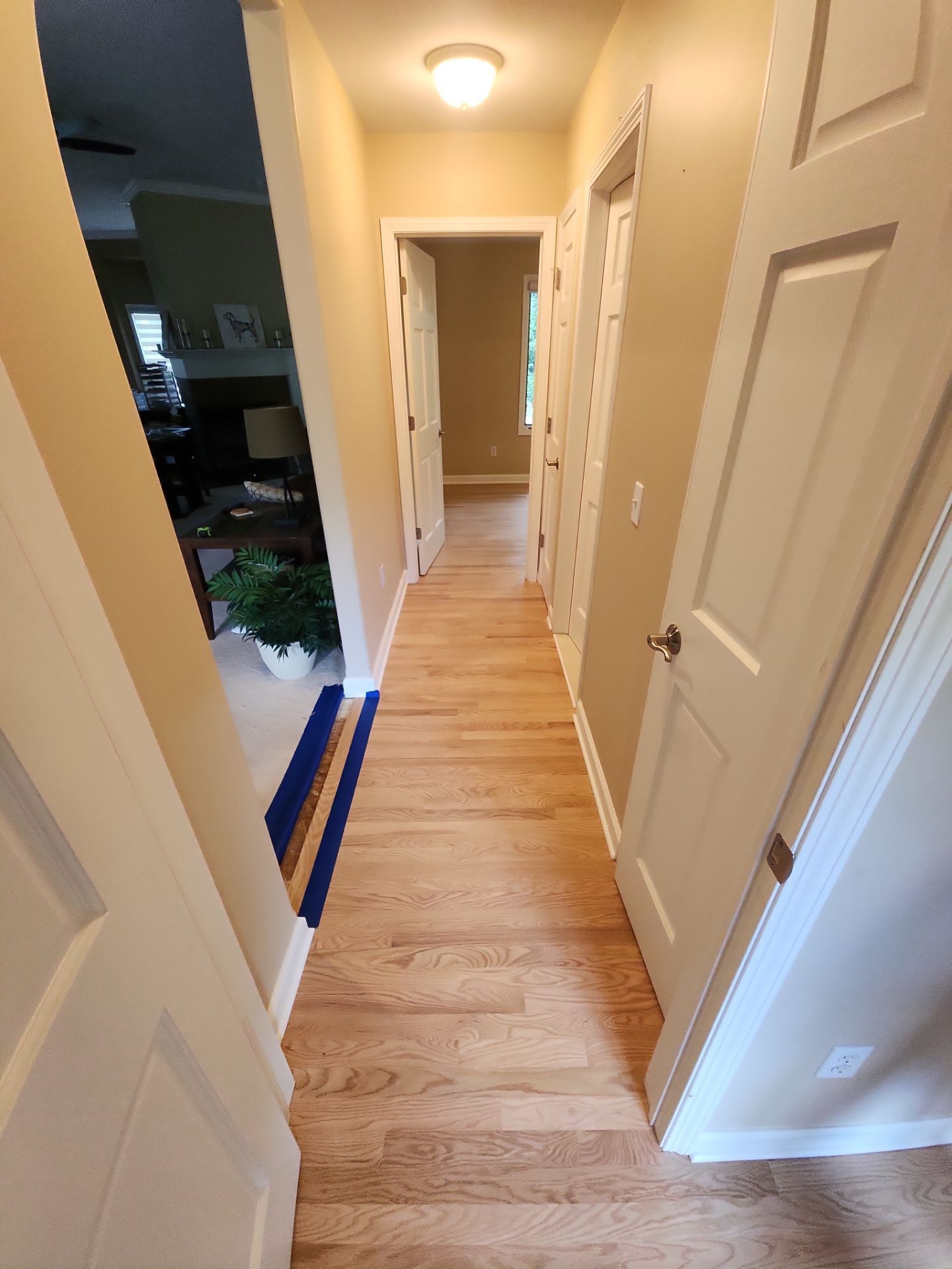 New Red Oak Natural bedroom and hall  by Ann Arbor Hardwoods 