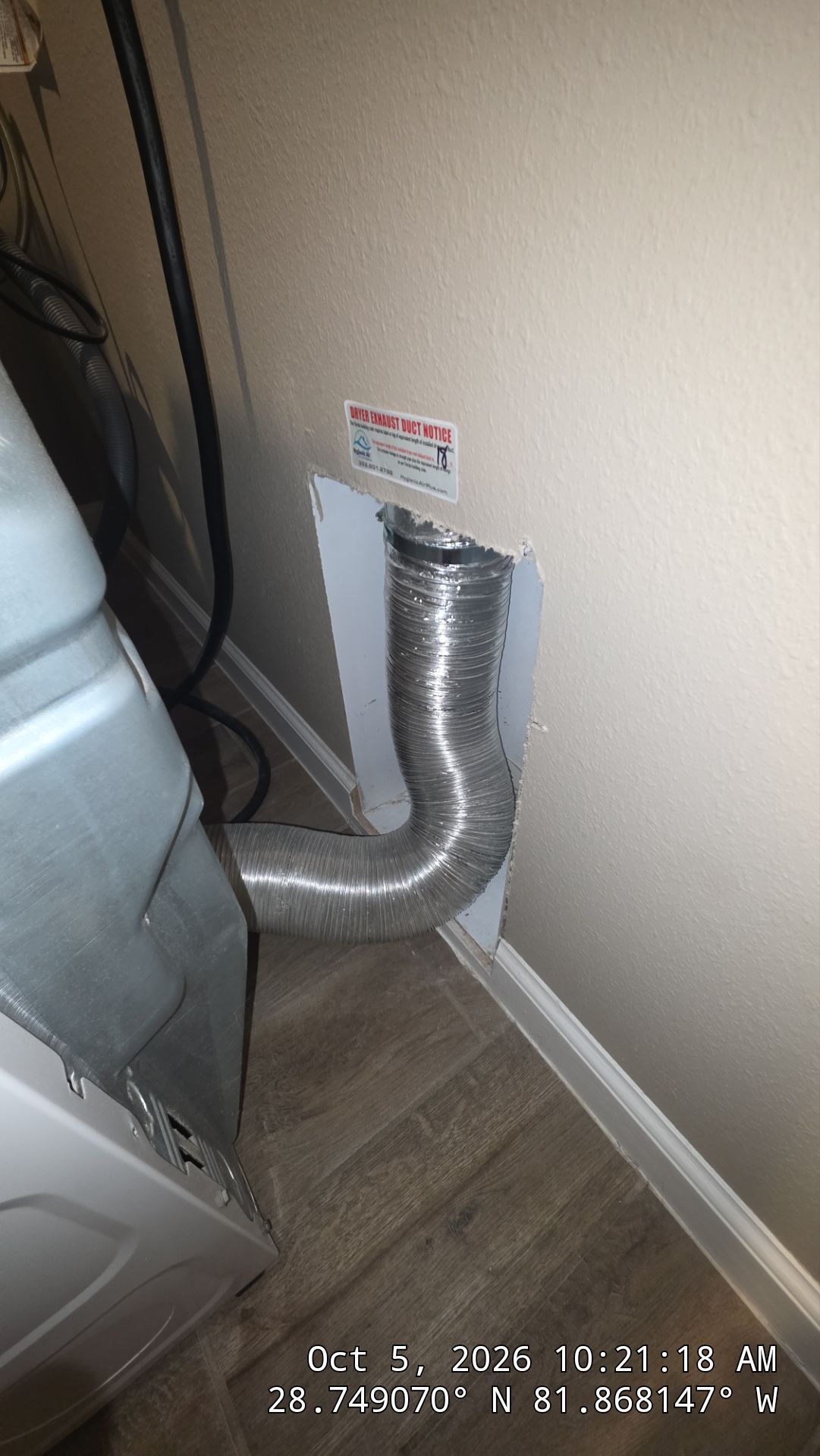 Dryer Vent Cleaning & Outlet Velocity Check in Okahumpka by Hygienic Air, Inc