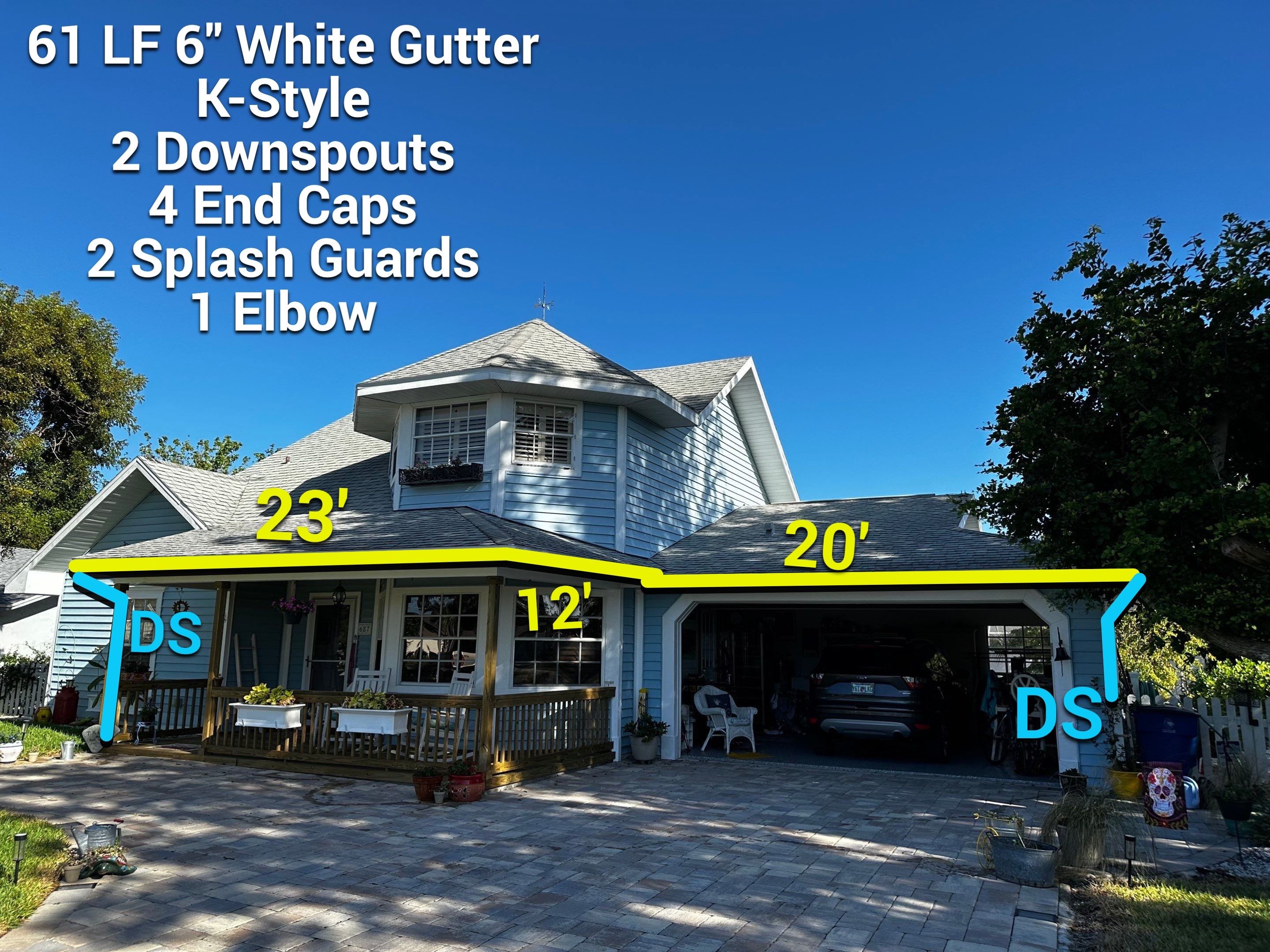 Splash Guard Gutters and 6-Inch Gutter installation in Fort Myers FL by Gutter Professors