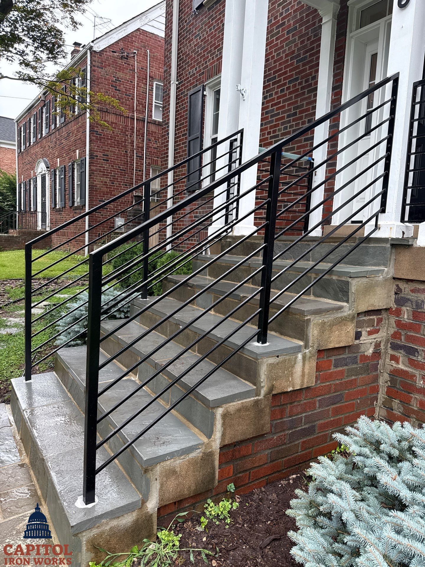Modern Horizontal Steel Railings – Front Entry Renovation – Washington, DC by Capitol Iron Works