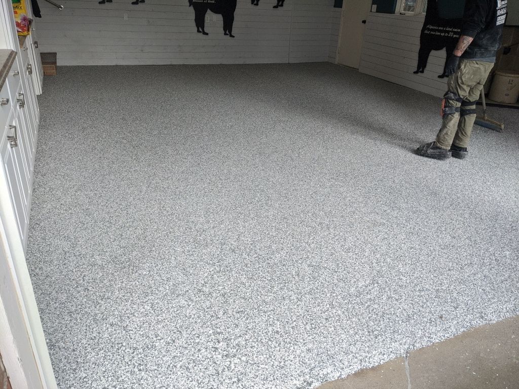 Garage Transformation using Slate Stone and the Penntek Evolution System by Croc Coatings, LLC