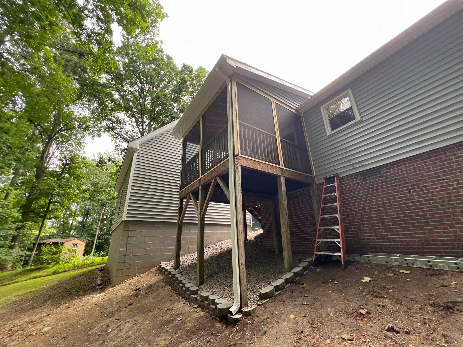 Elevated Screened Porch Installation with Tongue-and-Groove Ceiling in Wake Forest by The Remodeling Company