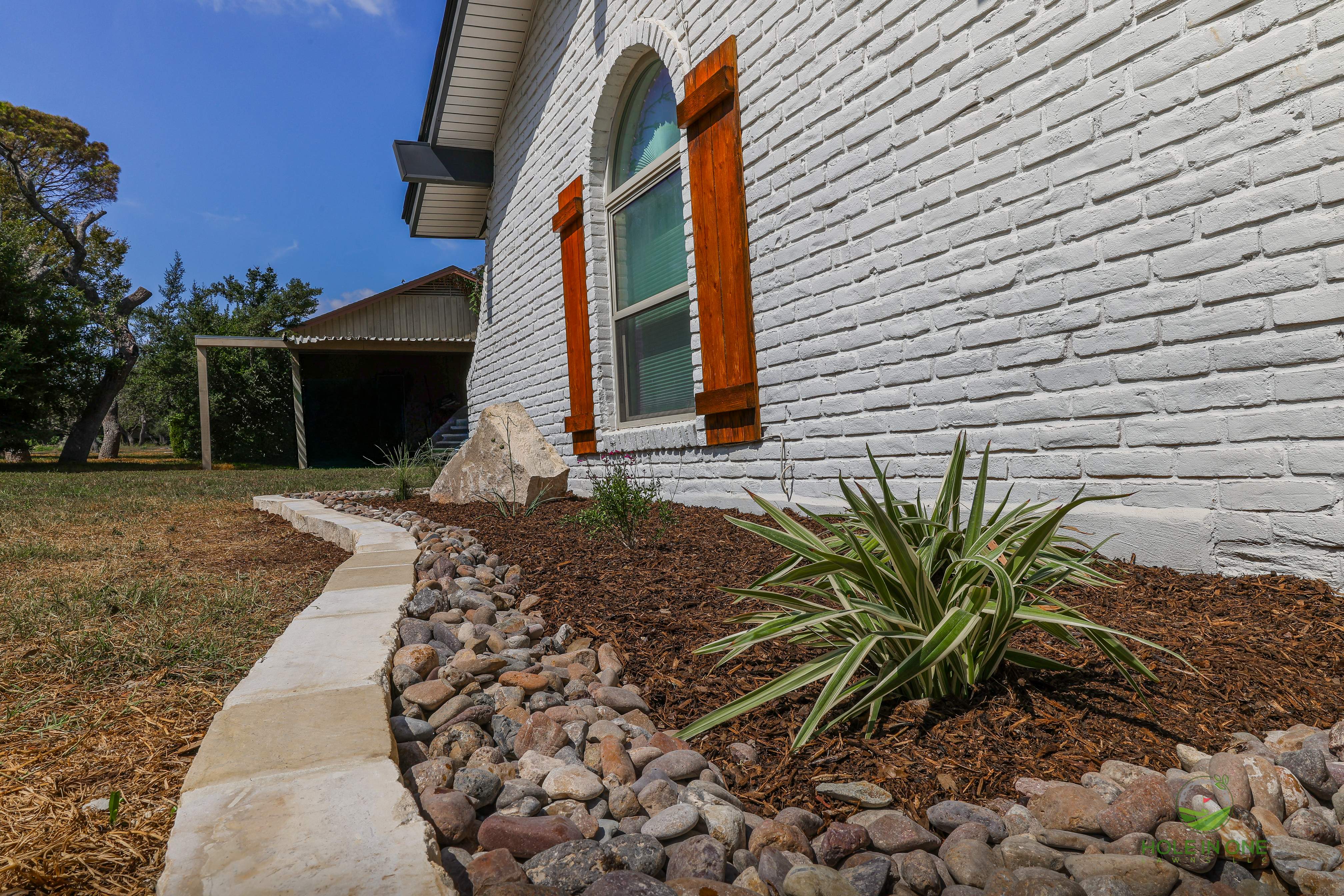 Front Paver Patio, Laredo Rock & Xeriscape Beds | Hollywood Park, San Antonio TX by Hole In One Lawns, LLC