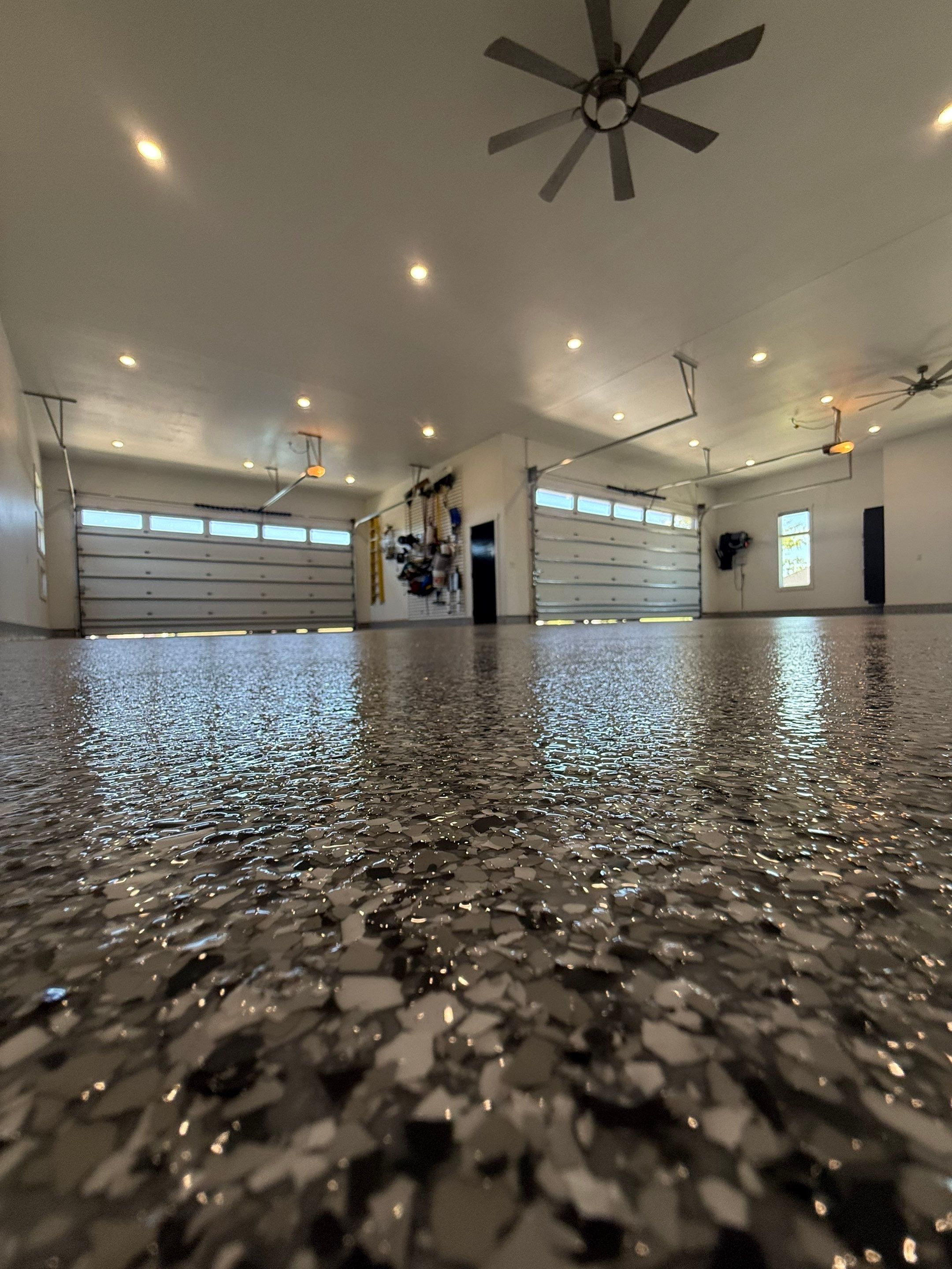Gravel Flake Garage Floor Coating in Yankton by Select Painting, Coatings & Garage Cabinets