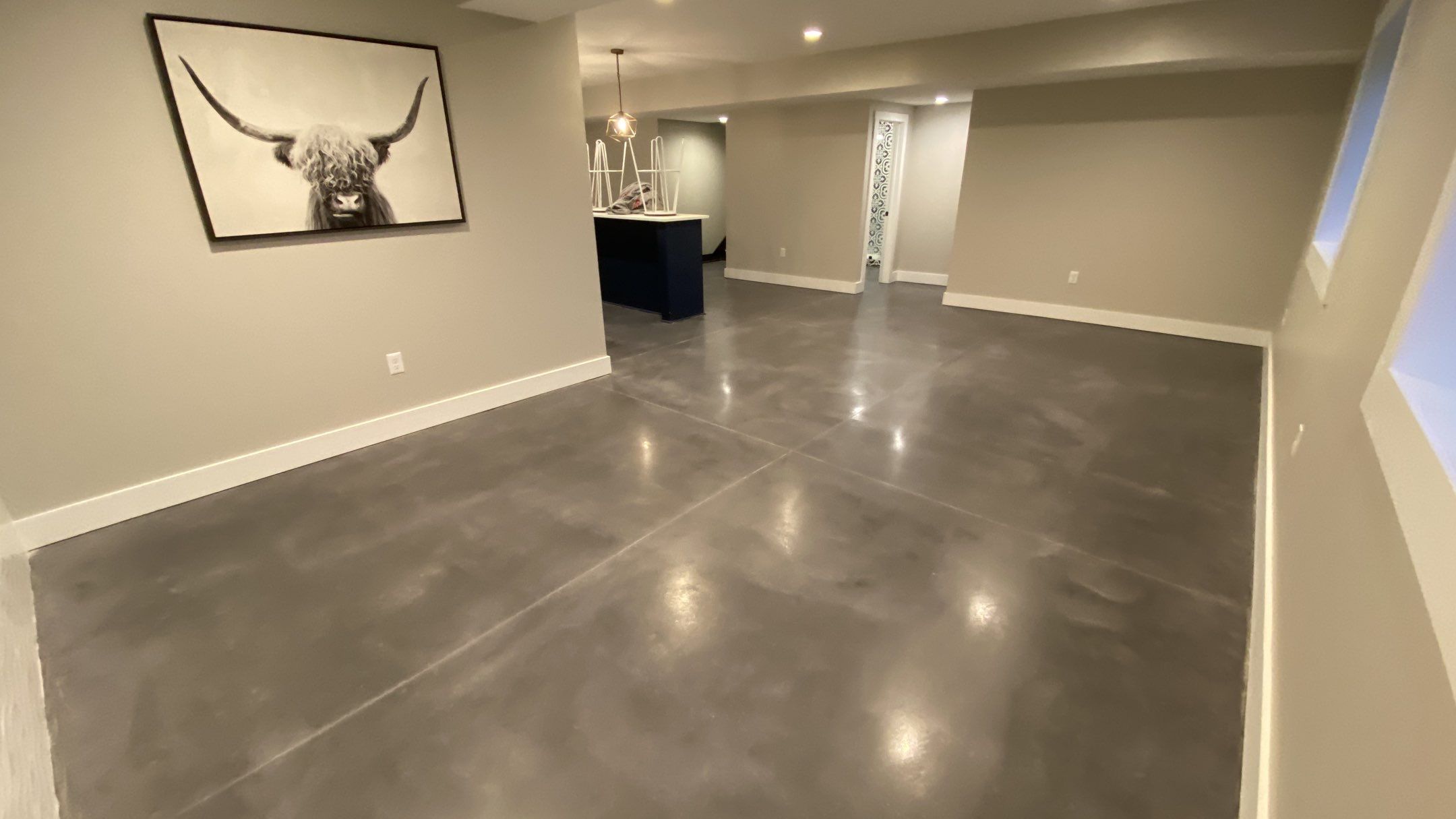 Louisburg, KS -- Basement Polish using Grey Stain by Big Red Decorative Concrete, LLC