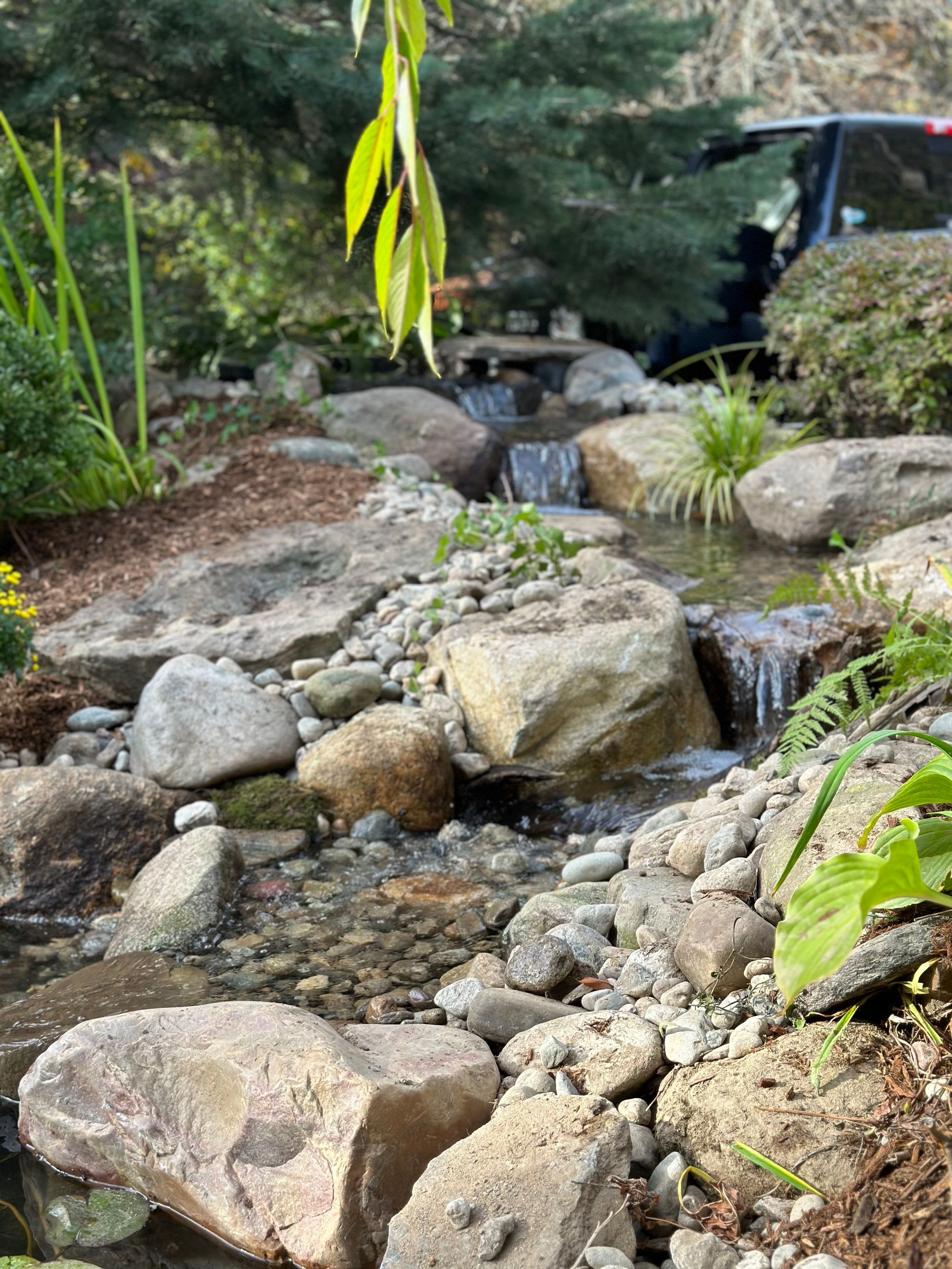 Waterfall Rebuild in Amherst by Wicked Water Gardens