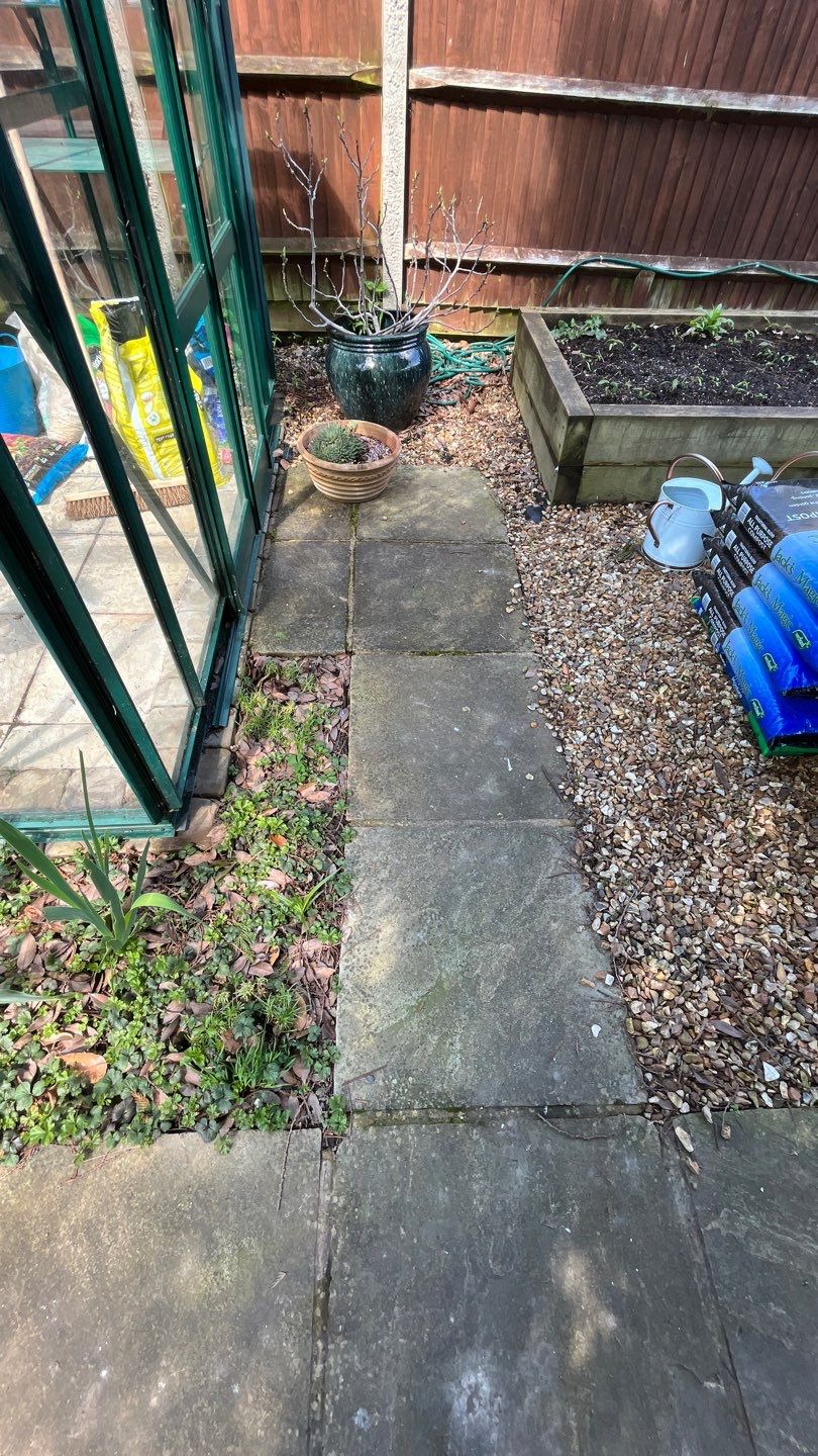 Driveway And Patio Clean using Mosmatic FSC and Biocide by Ges Exterior Cleaning ltd