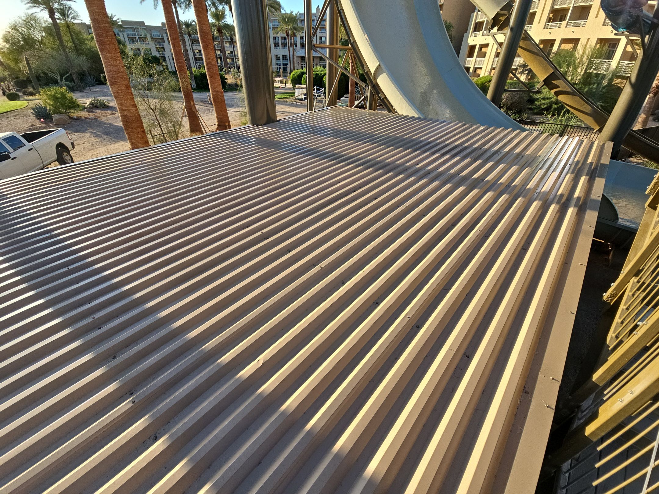 Light Stone Exposed Fastener by Reimagine Roofing