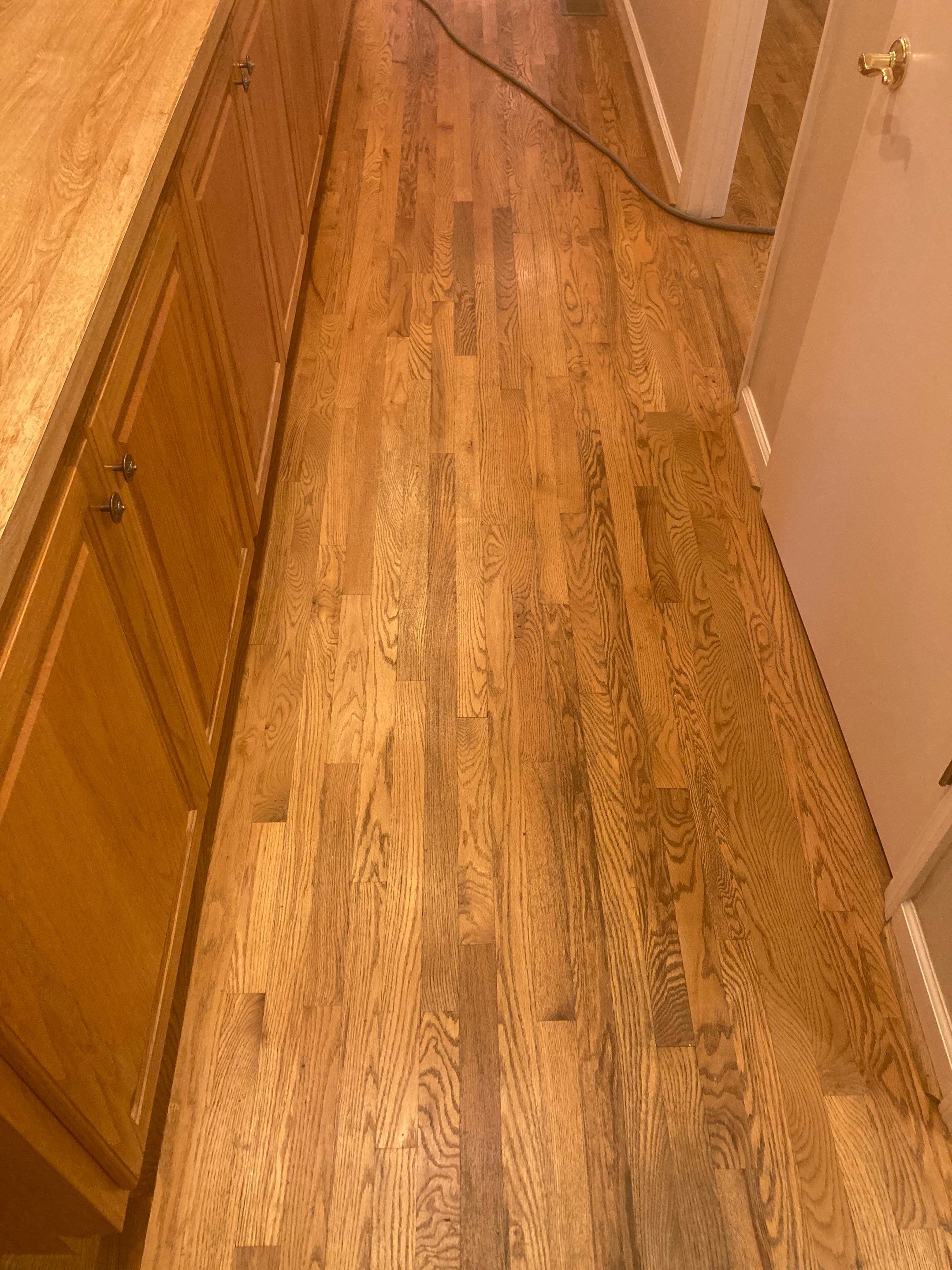 Red and White oak refinish with Duraseal Special Walnut Stain by Footprints Floors of Nashville