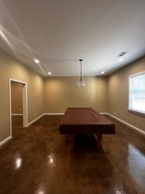 Finished Basement Renovation Featuring Polished Concrete in Atlanta