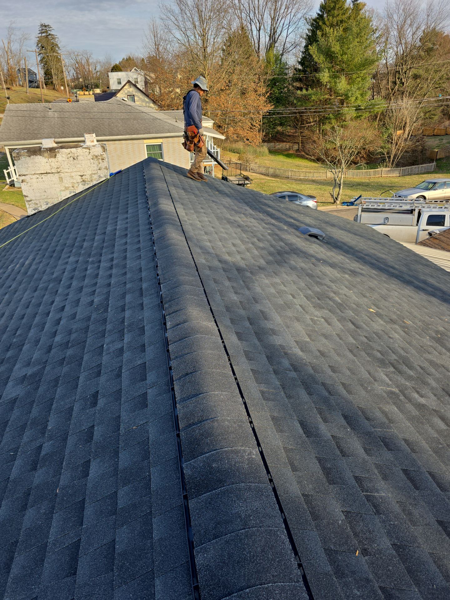 Residential Roofing Installation using GAF Timberline HDZ Charcoal by Rainstoppers Roofing