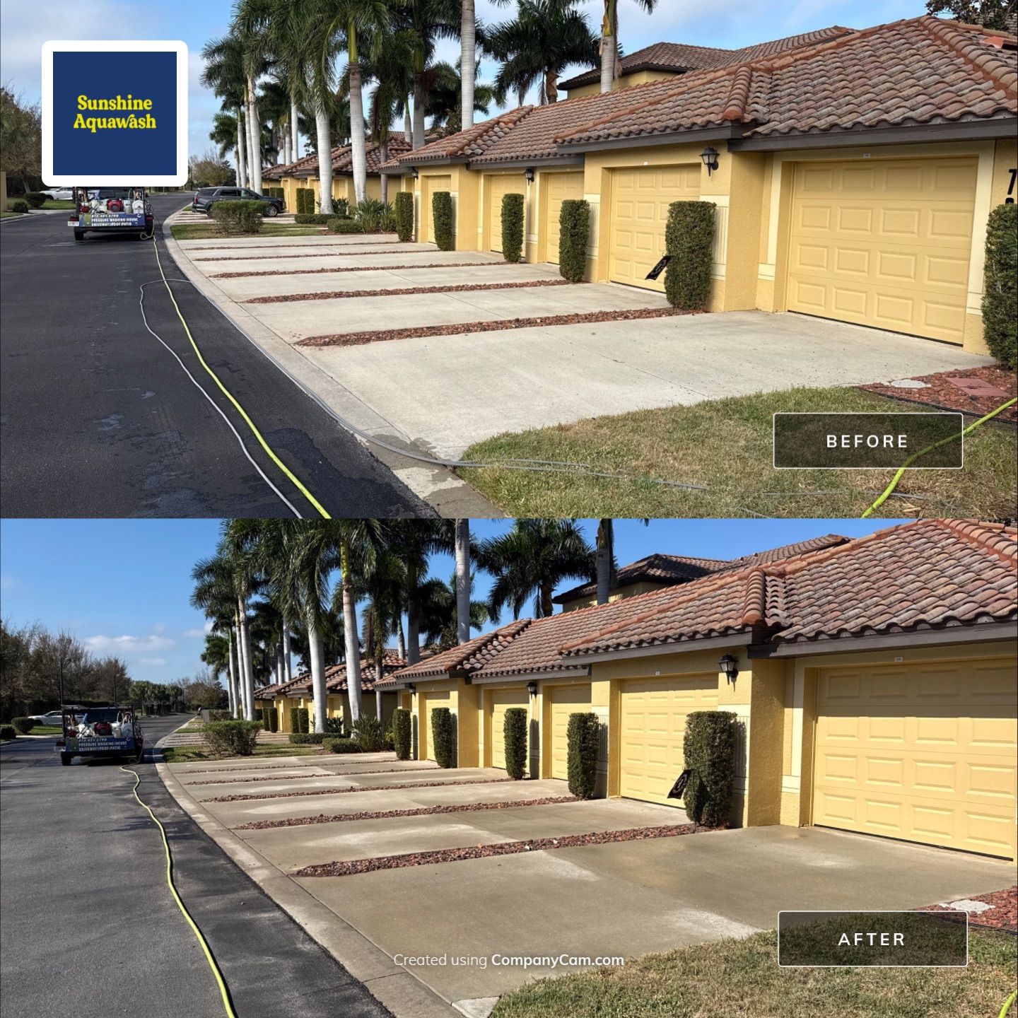 HOA Condo Concrete Driveway & Sidewalk Cleaning – River Strand Community, Bradenton, FL by Sunshine AquaWash