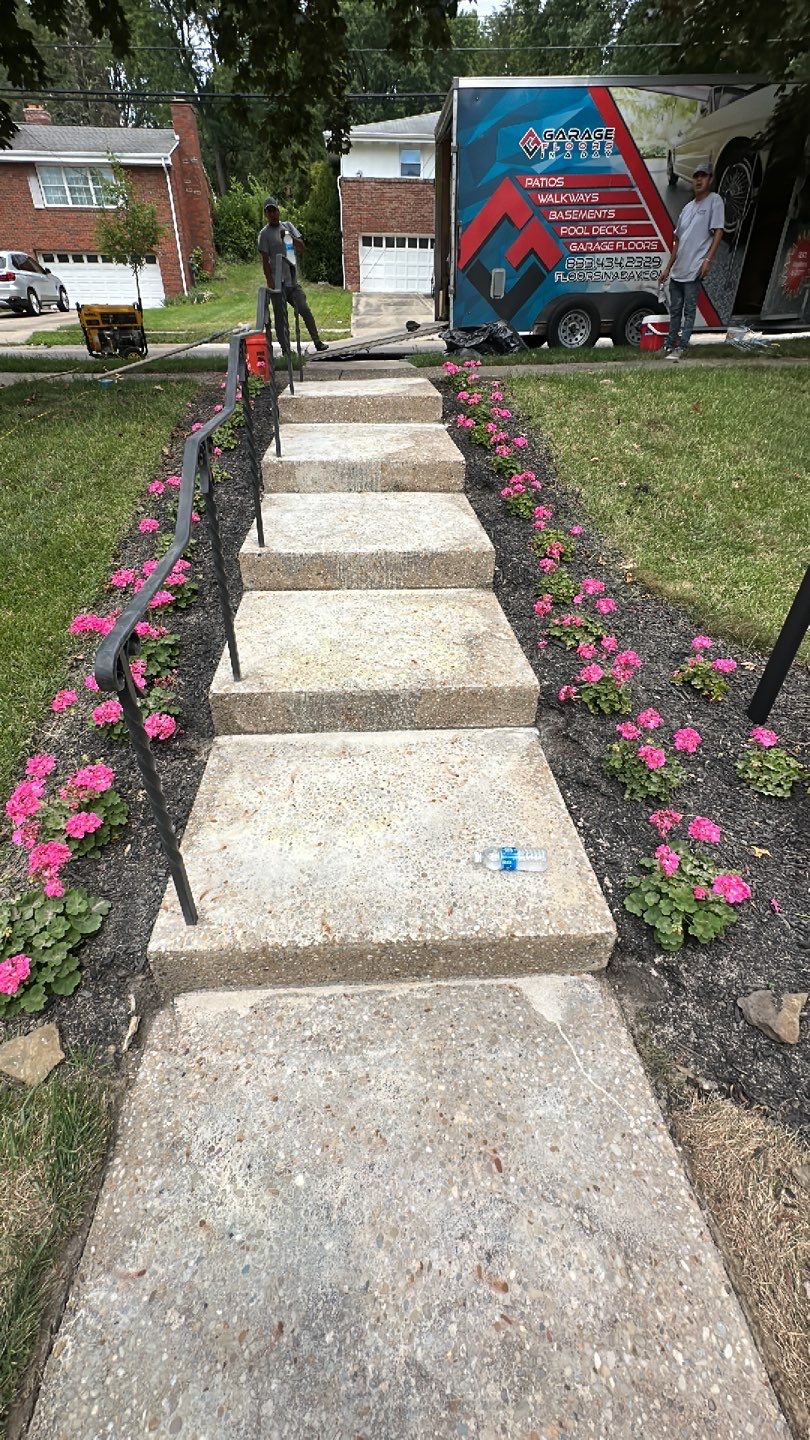 Twilight Garage, Walkway and Porch Project in Pittsburgh by Floors in a Day, Inc