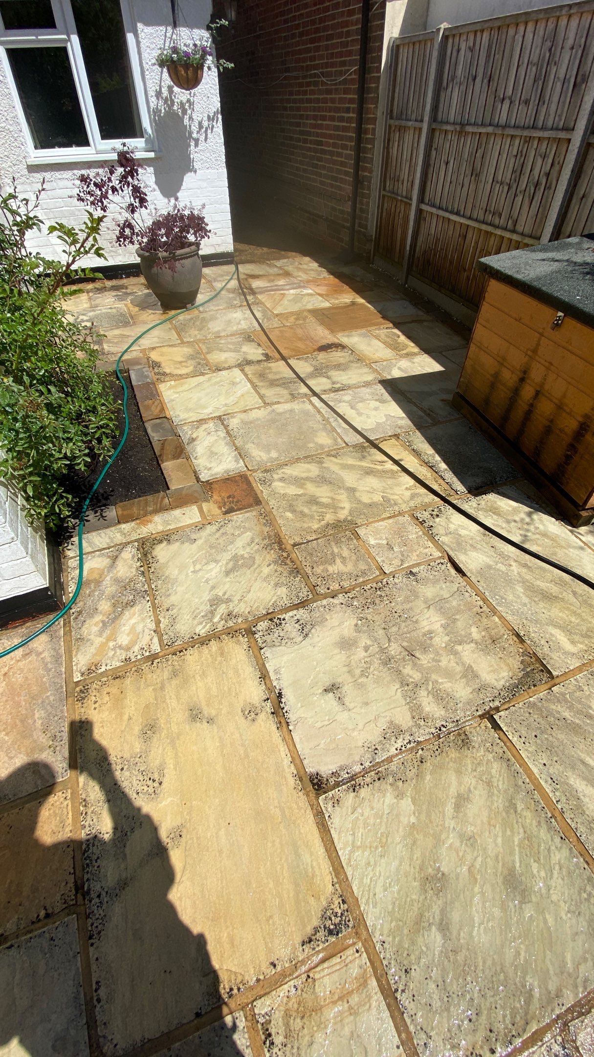 Driveway And Patio Clean using Mosmatic FSC and Biocide by Ges Exterior Cleaning ltd