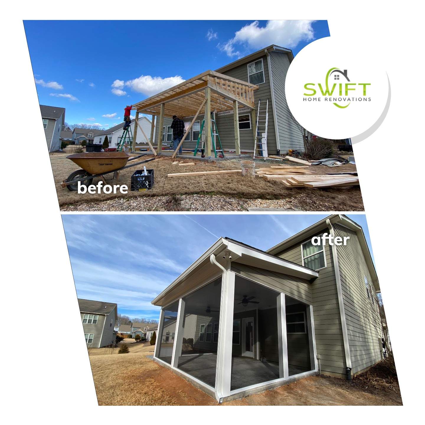 Custom Screened-In Porch Addition with Ceiling Fans in Cumming by Swift Home Renovations 