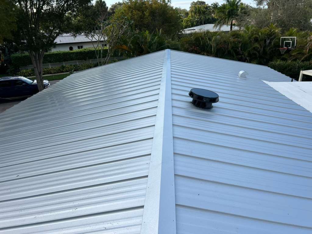Residential Roofing Installation using 1" Nail strip metal roof by BLUES BROTHERS ROOFING