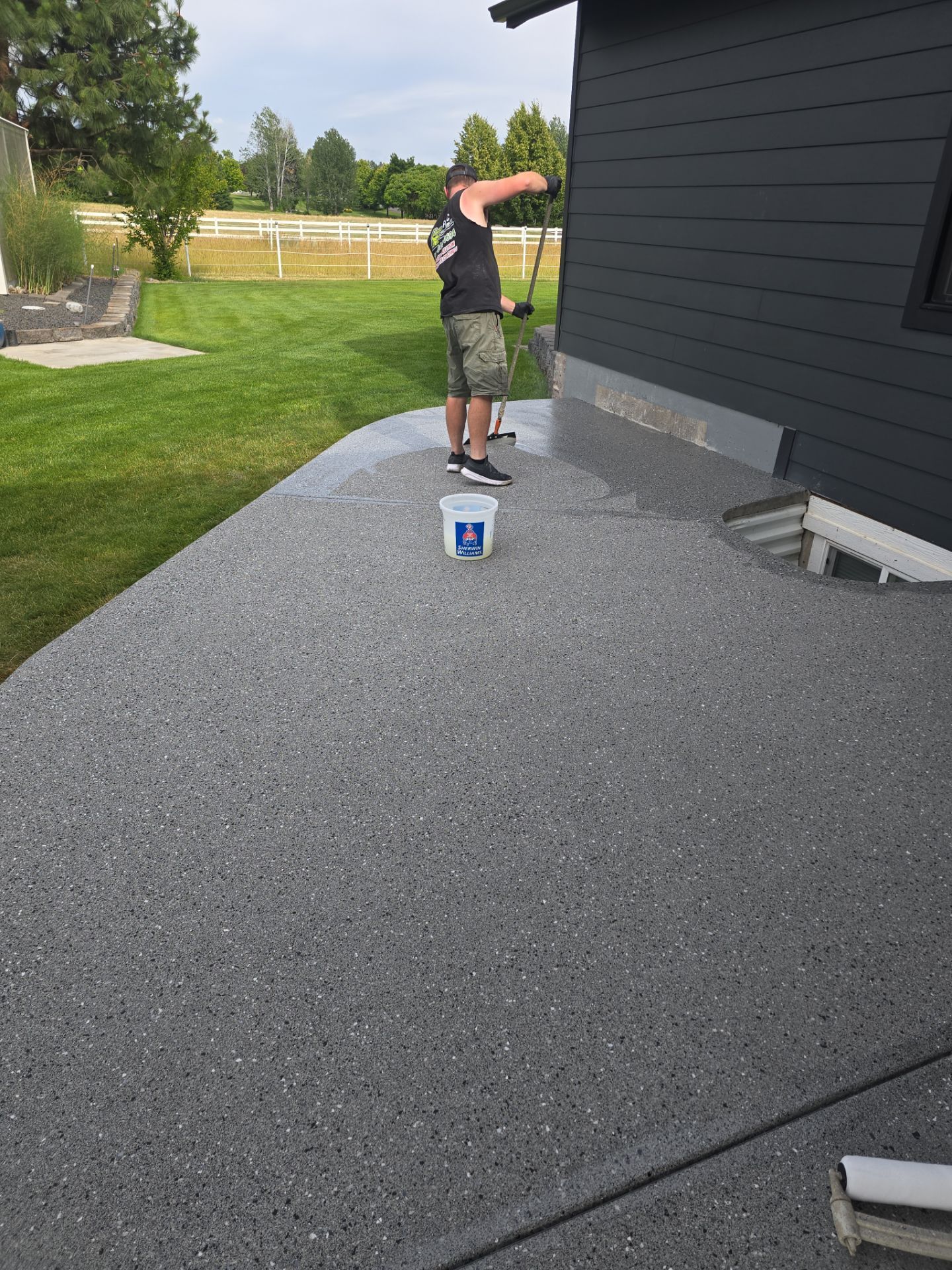 Slate Hybrid Concrete Patio and Apron Coating in Post Falls by Croc Coatings, LLC