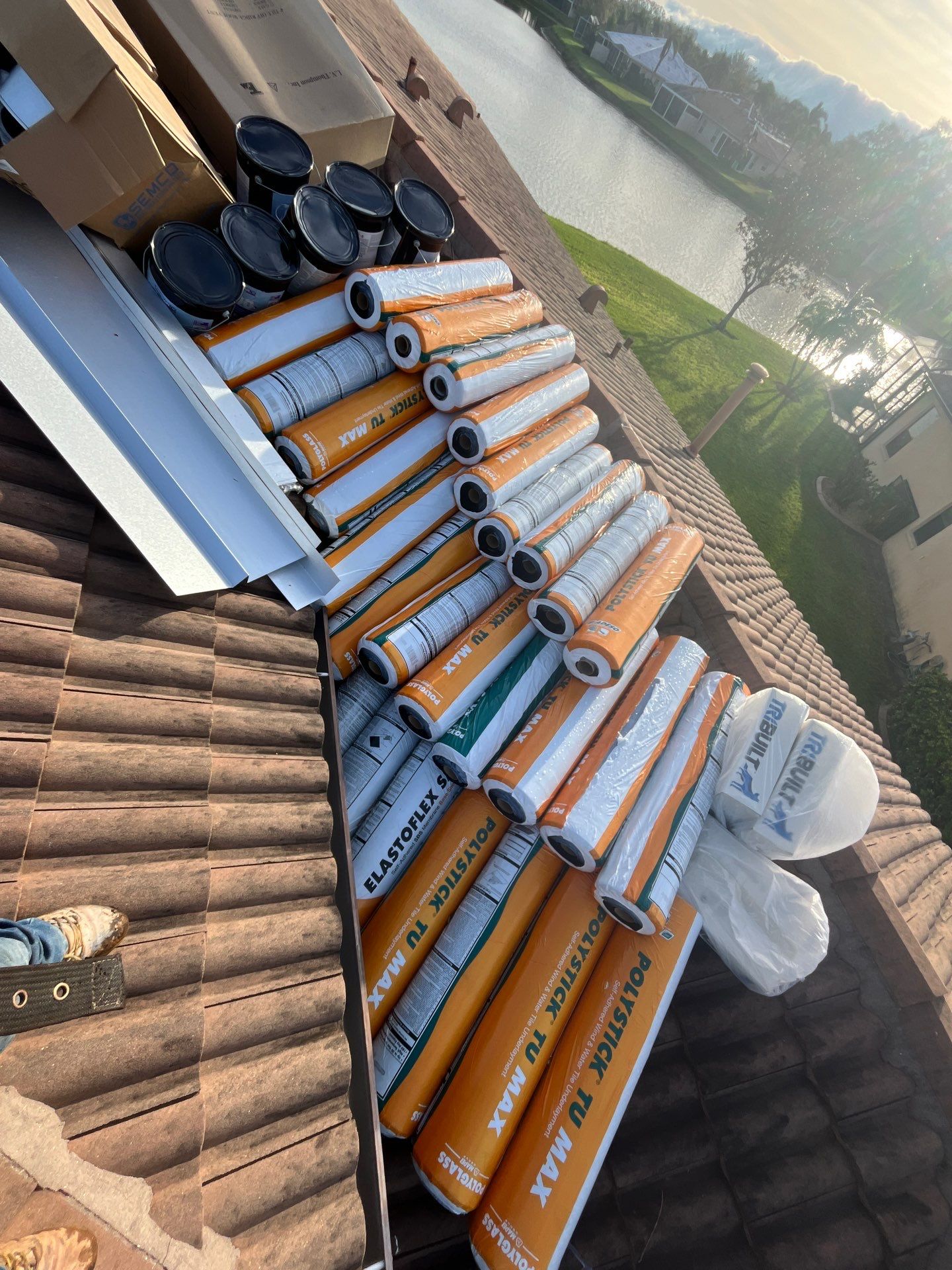 In Progress - Residential Tile Roofing Installation at Lakeridge Falls using tiles from Eagle Roofing Products! by Gopher Roofing