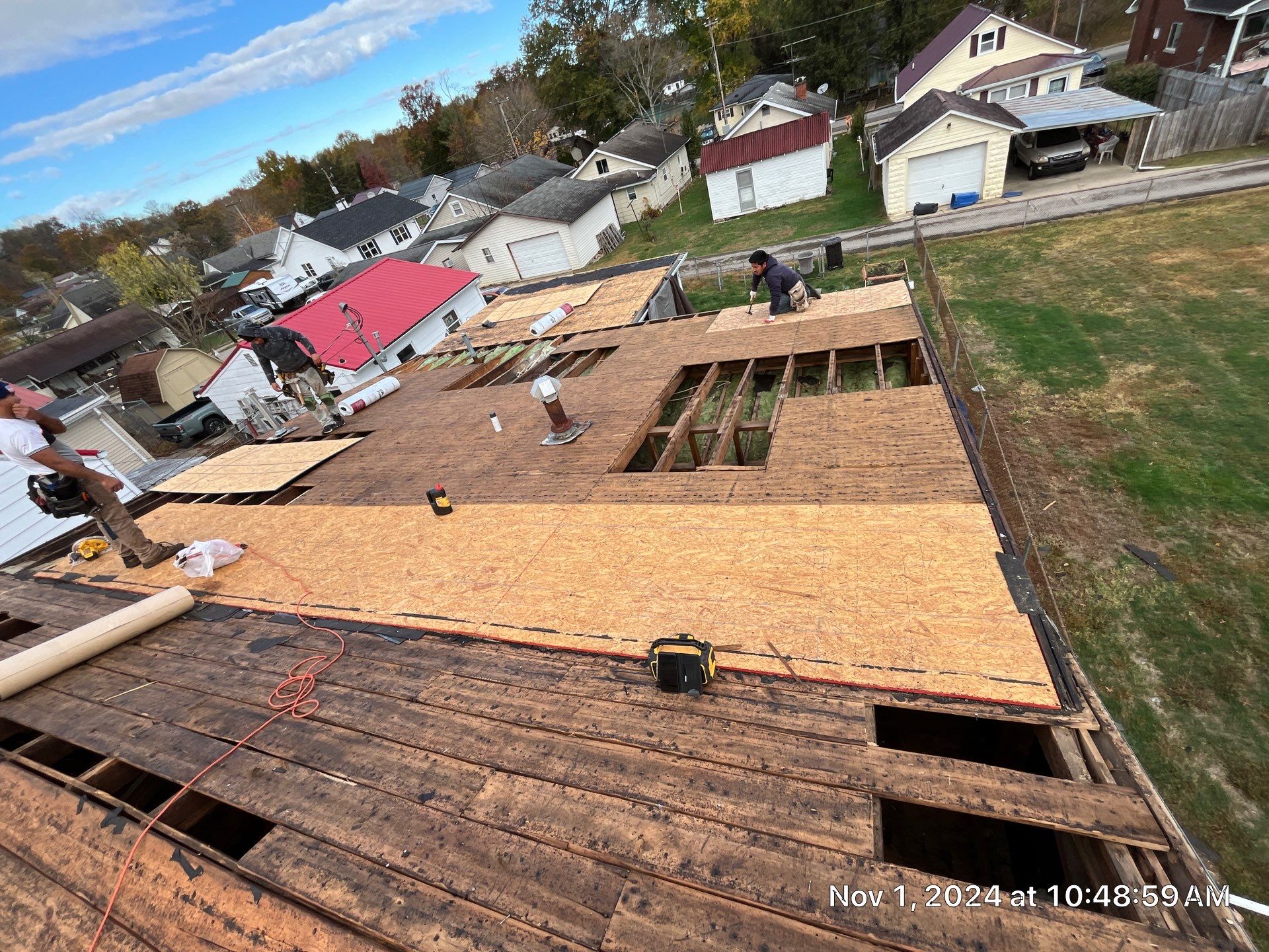 Residential Roofing Installation using Certainteed Landmark Pro Shingles blue by Fahey Roofing + Contracting