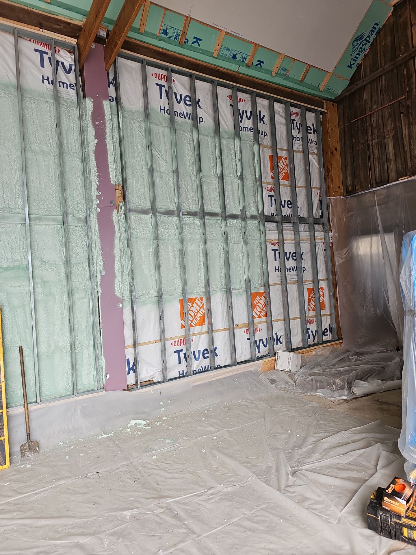 Exterior Installation using Closed Cell Spray Foam by NYS Foam & Energy