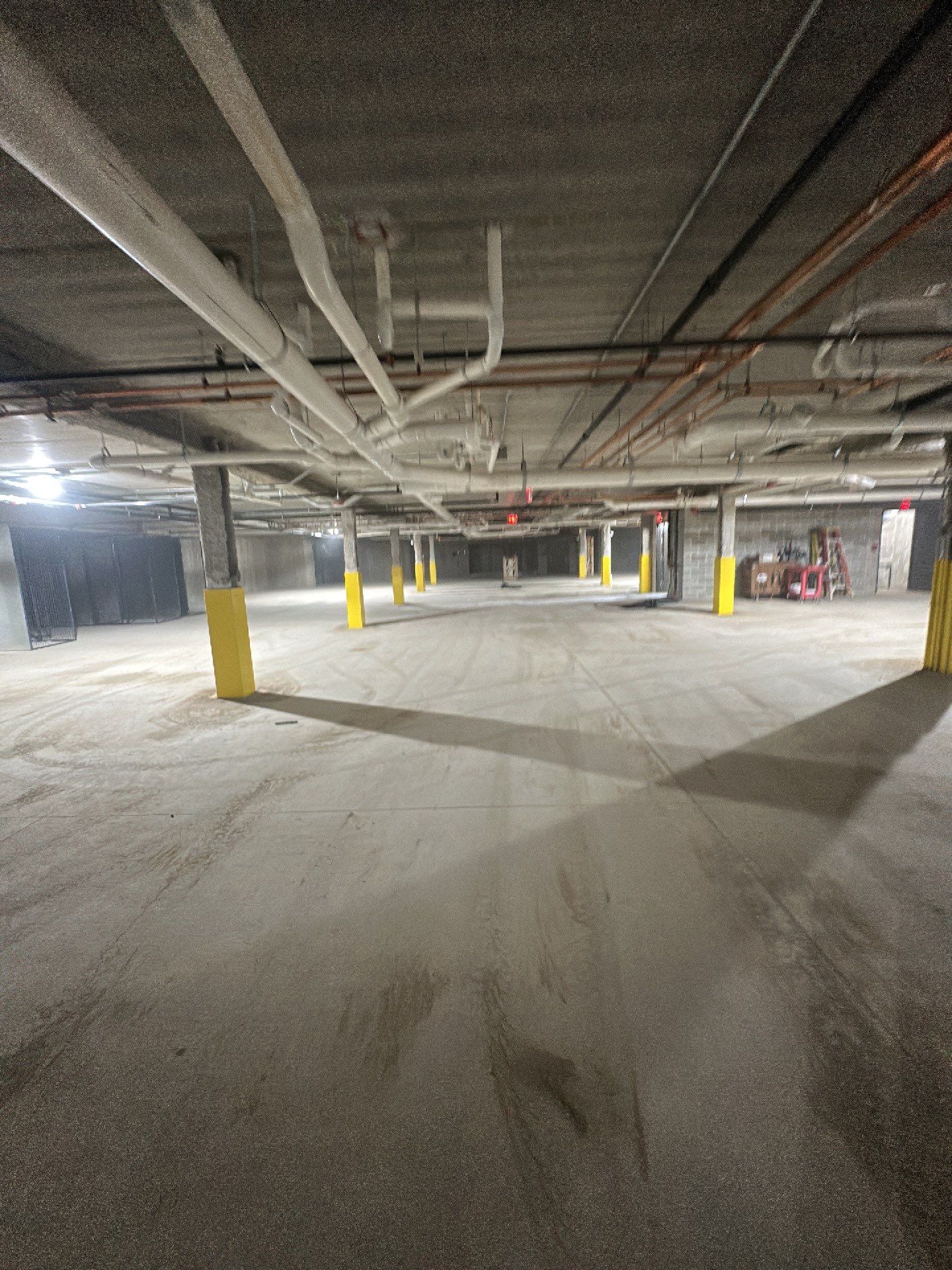 Parking garage post construction cleanup by Northern Power Washing LLC.