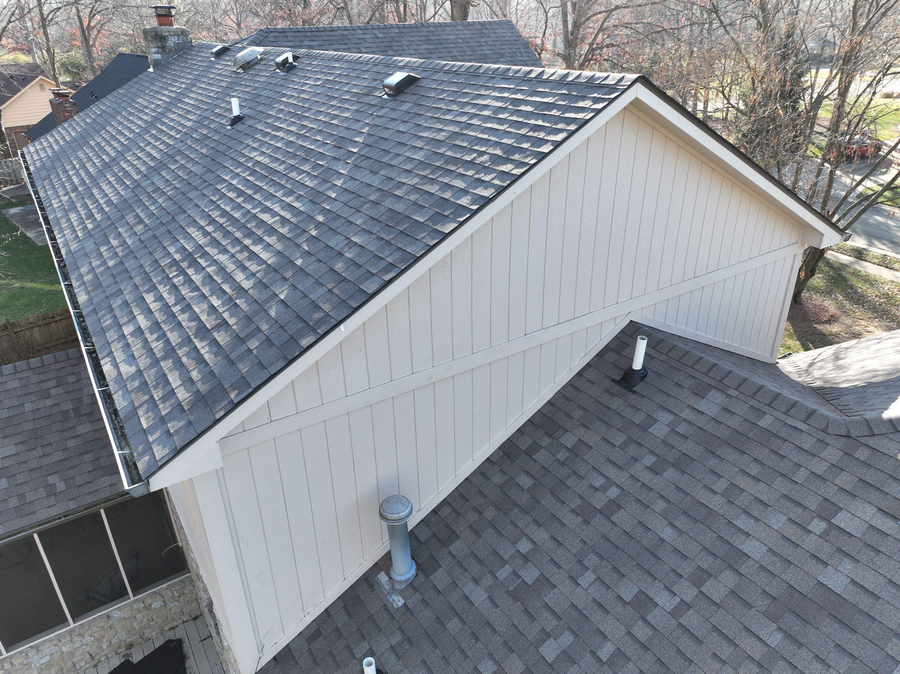 Seabreeze Roof Replacement, Exterior Siding and trim repairs and paint by 317 Roofing & Restorations