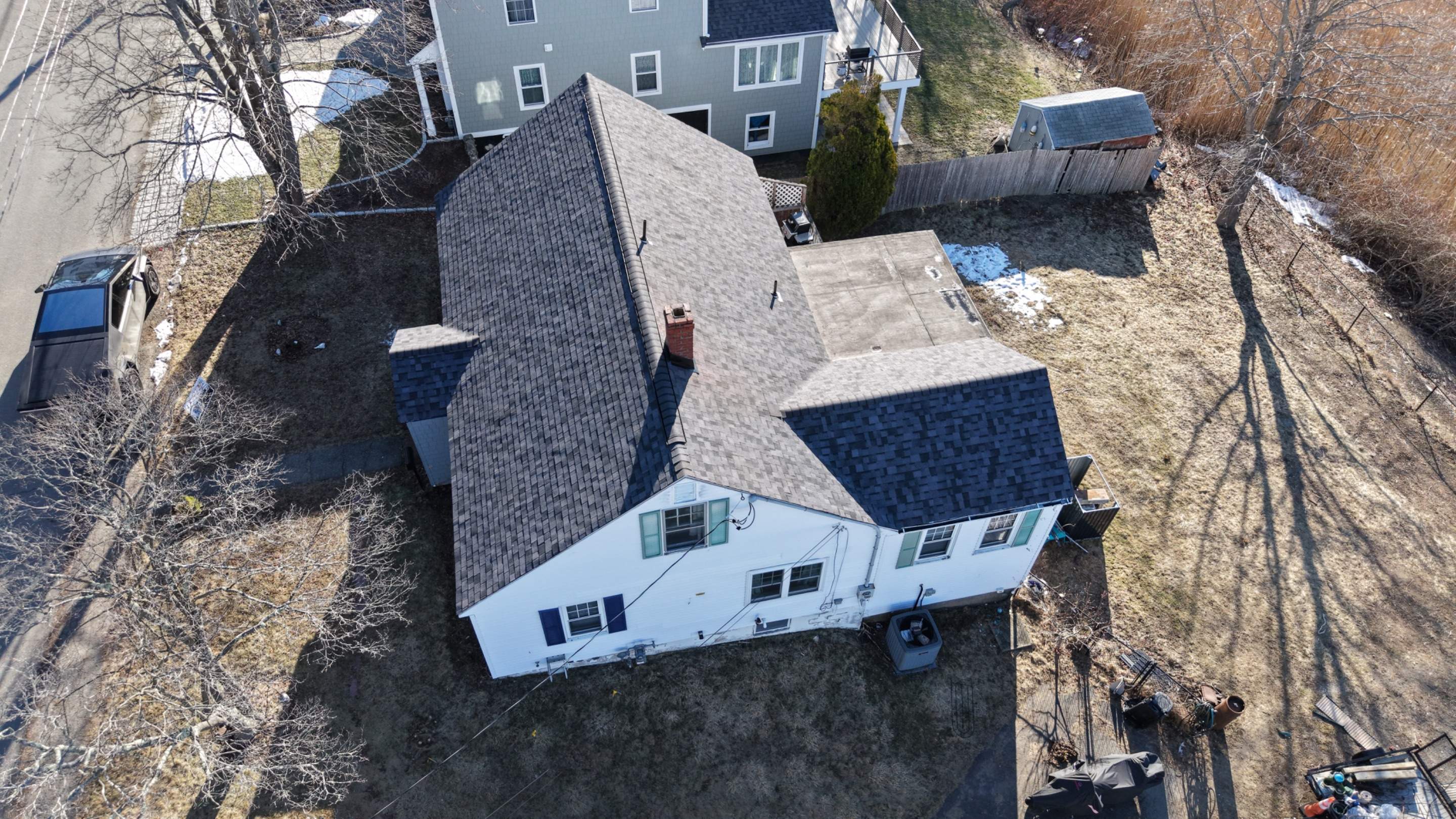 Skylight Removal & Full Roof Replacement in Salisbury, MA – Owens Corning Duration Designer, Midnight Plum by JOHNNYS PRO