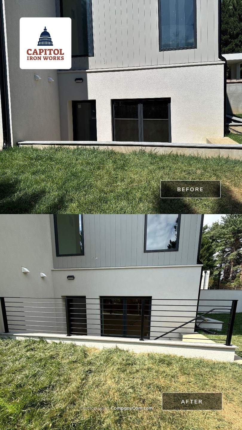 Modern Custom Horizontal Round Bar Railings – Contemporary Residential Design by Capitol Iron Works