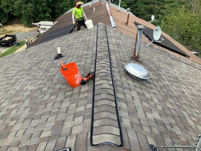 Residential Roofing Installation using Landmark Shingles Color Weatherwood