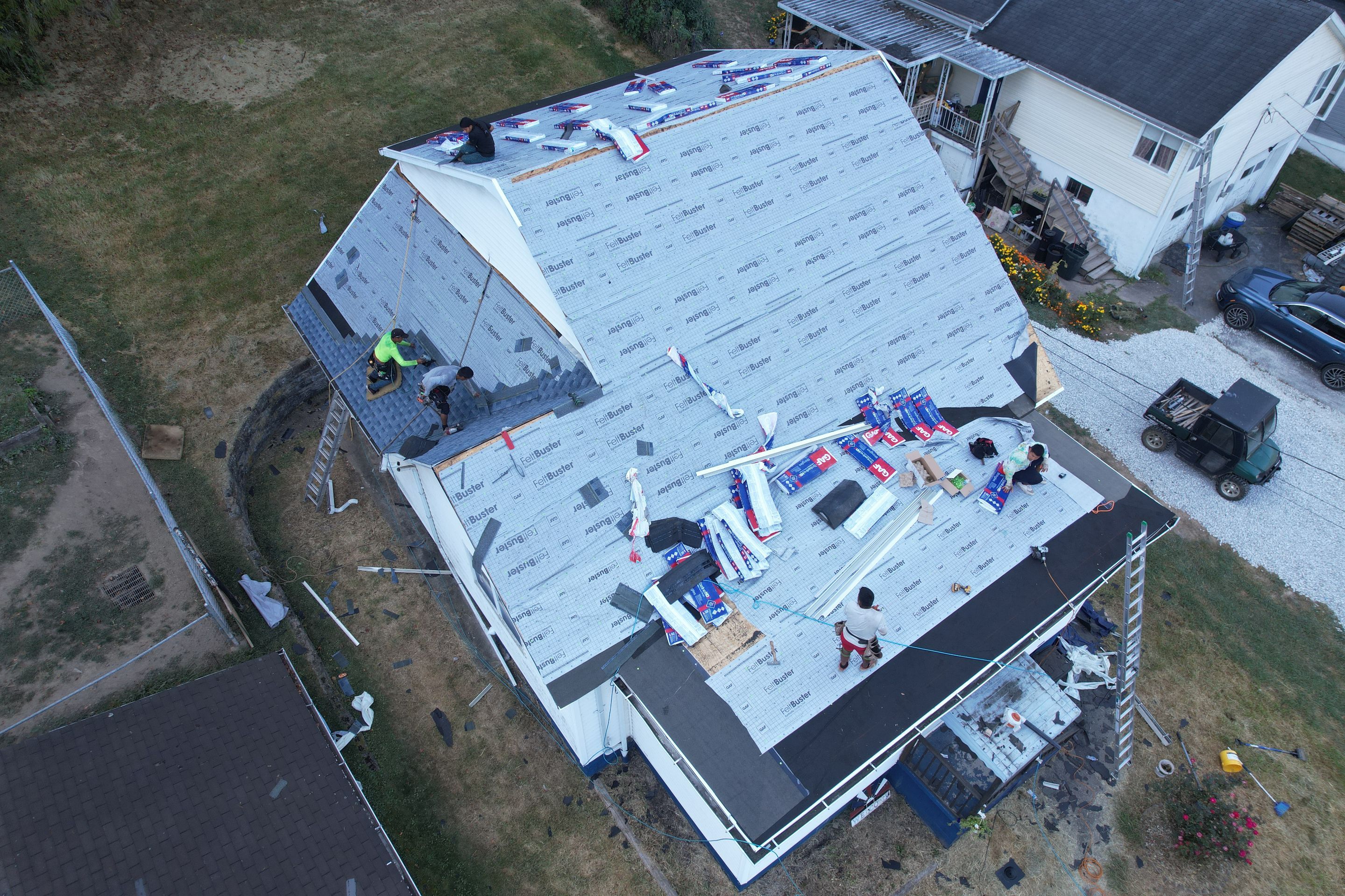 Residential Roofing Installation using GAF Timberline HDZ Biscayne Blue by Rainstoppers Roofing