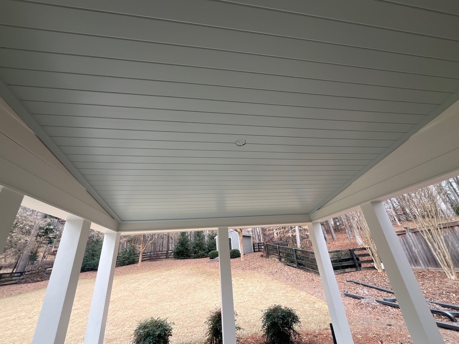 Romabio Brick Lime Wash and Cedar Tongue & Groove Porch Ceiling Installation in Marietta, GA by Nelson Exteriors 
